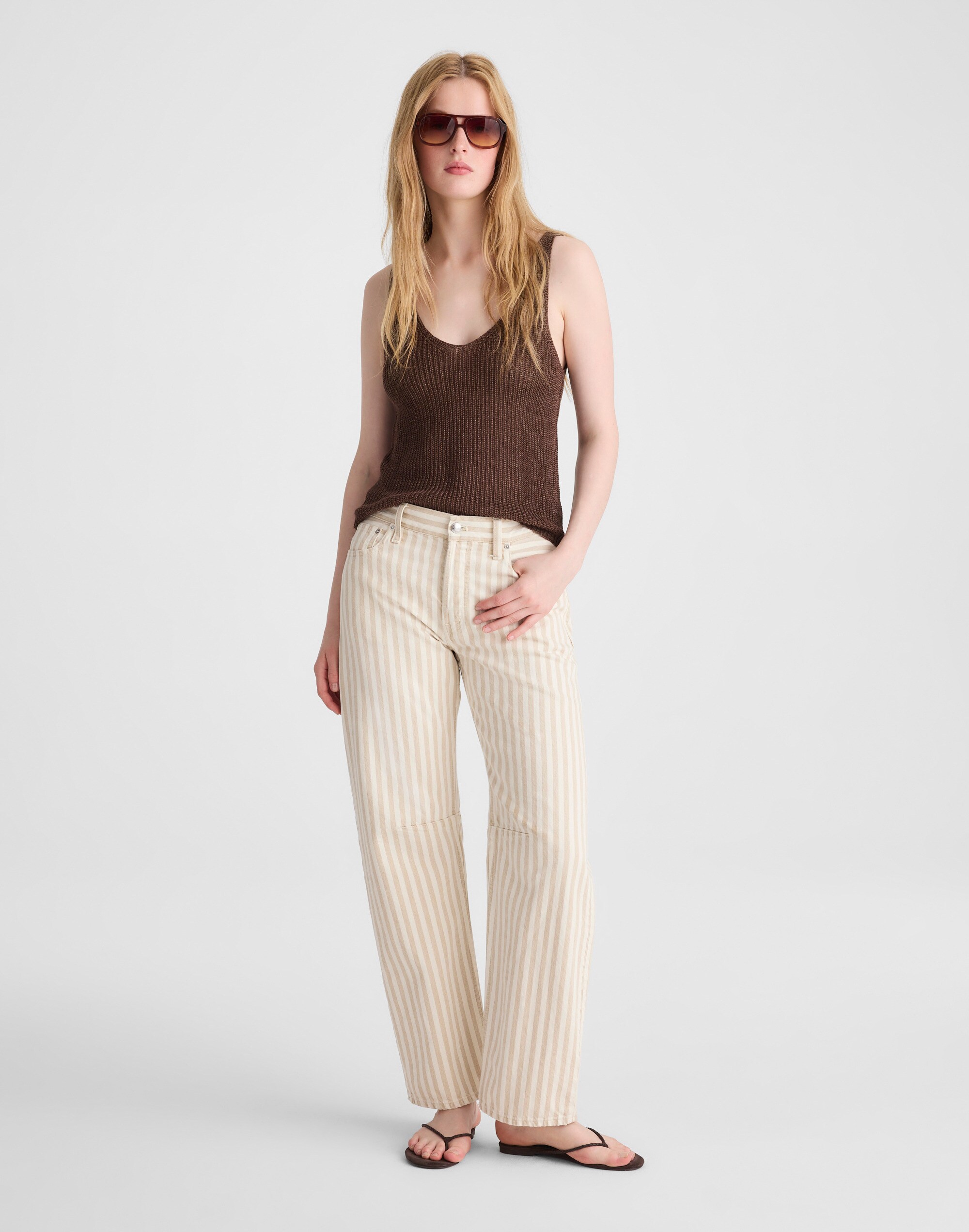 V-Neck Tank in 100% Linen