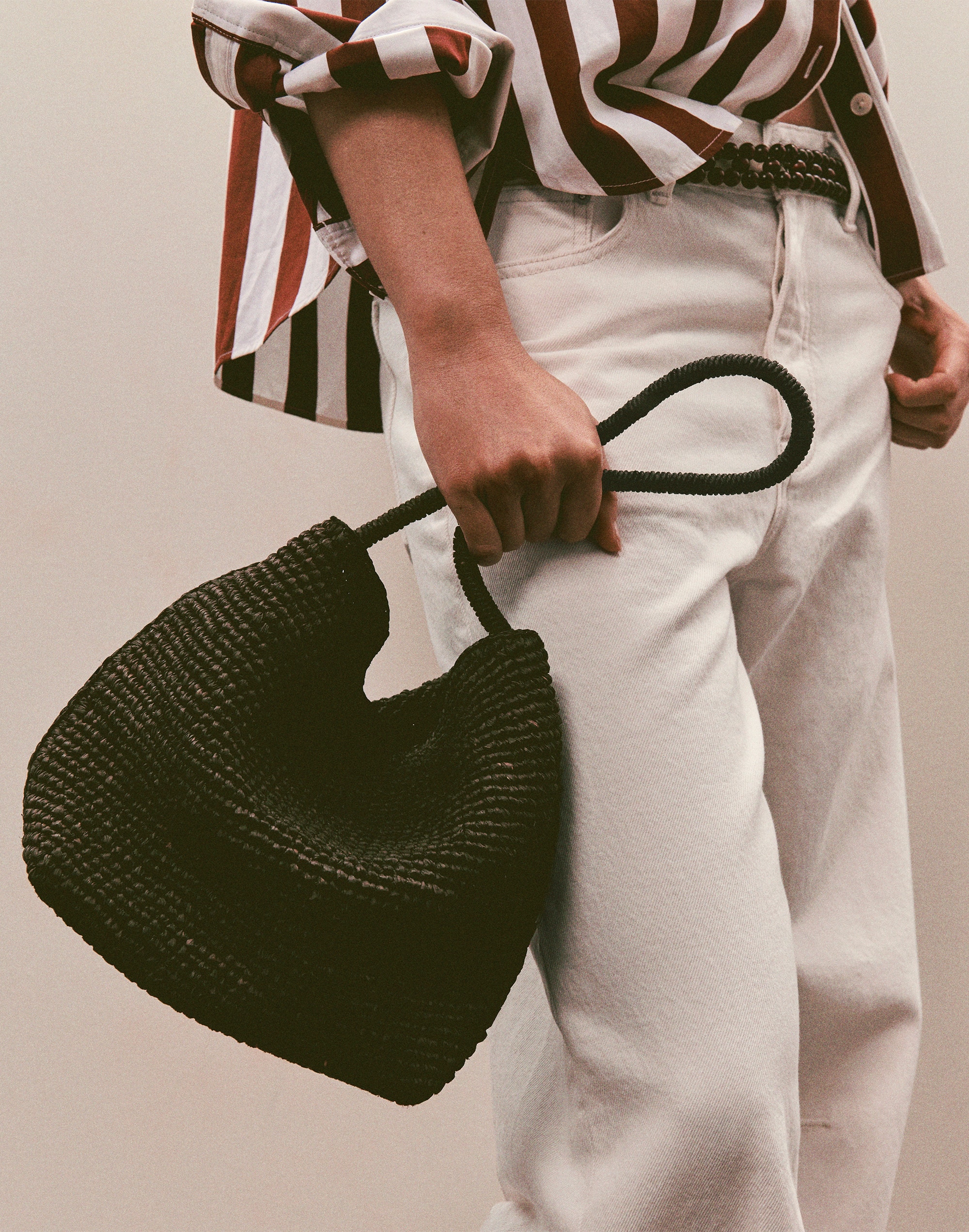 The Signature Woven Shoulder Bag in Raffia