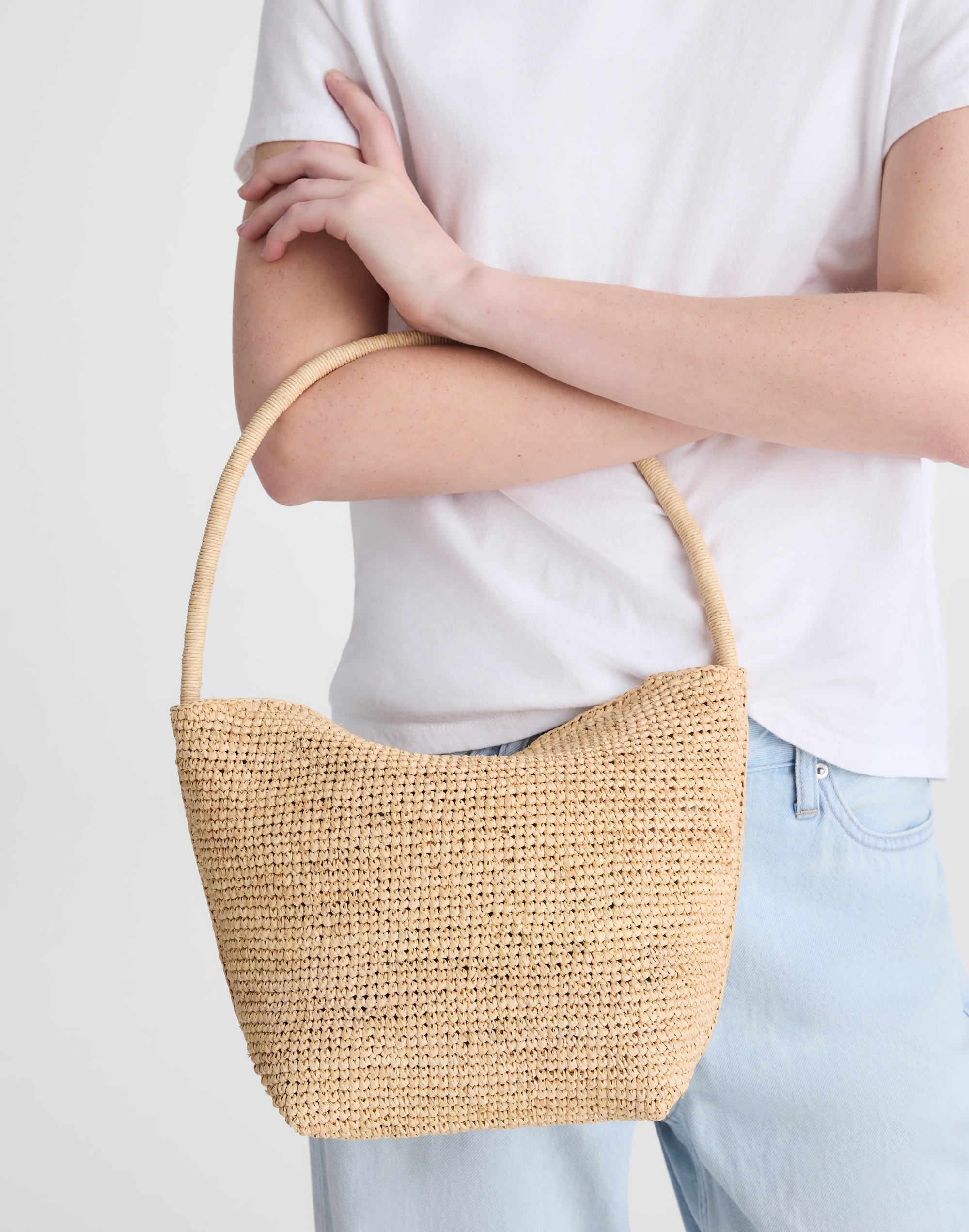 The Signature Woven Shoulder Bag in Raffia