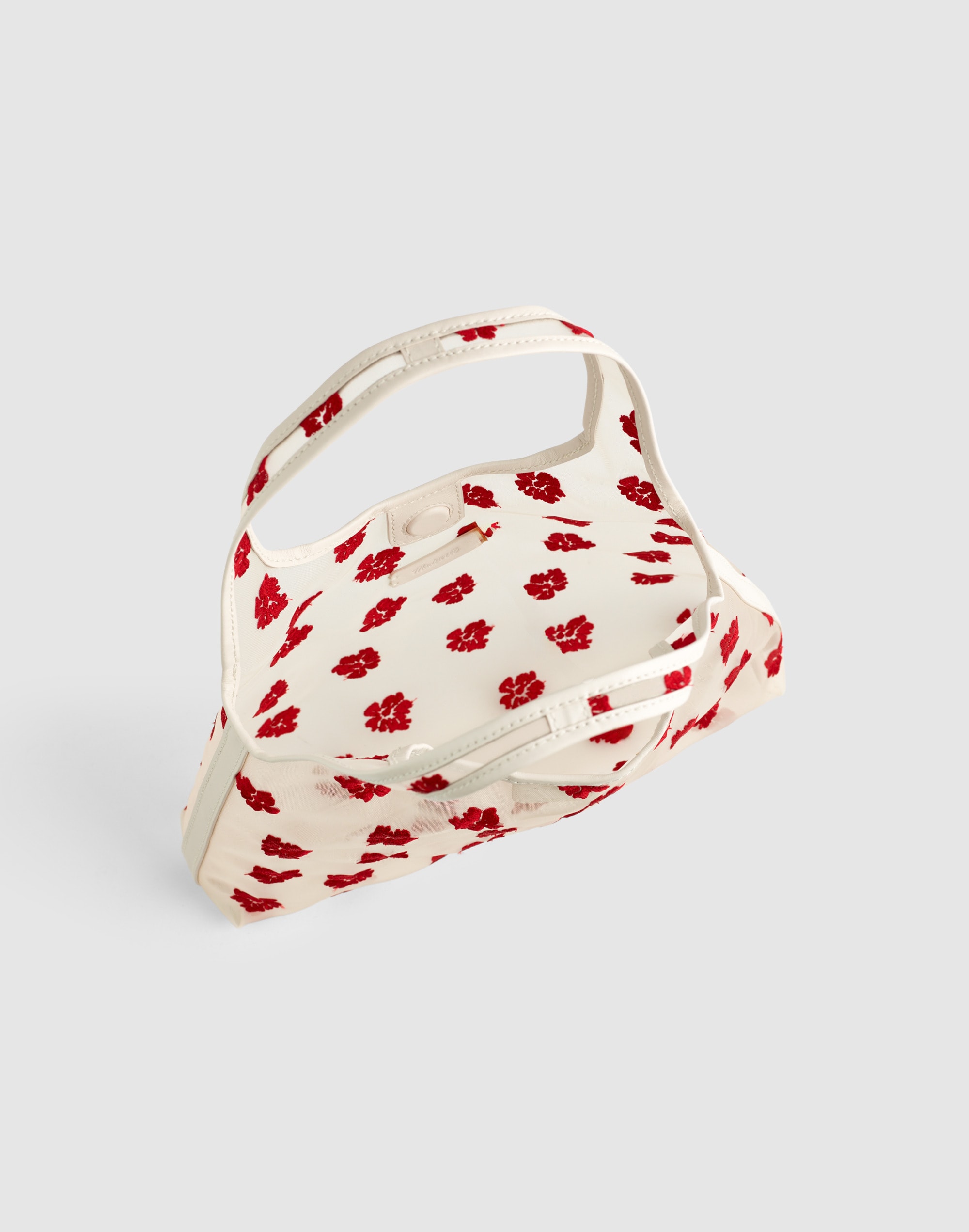 Floral-Embroidered Mini Shopper Bag