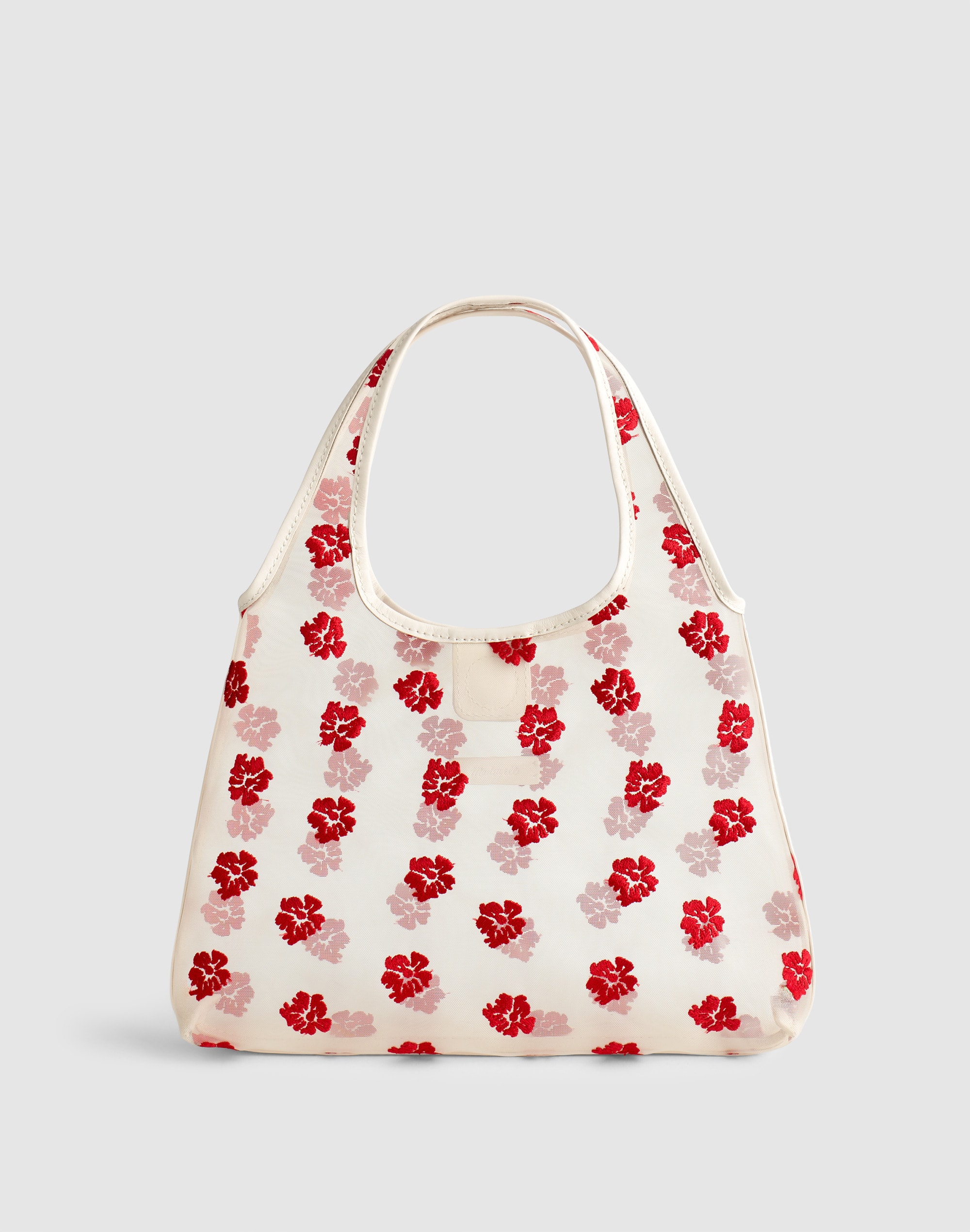 Floral-Embroidered Mini Shopper Bag