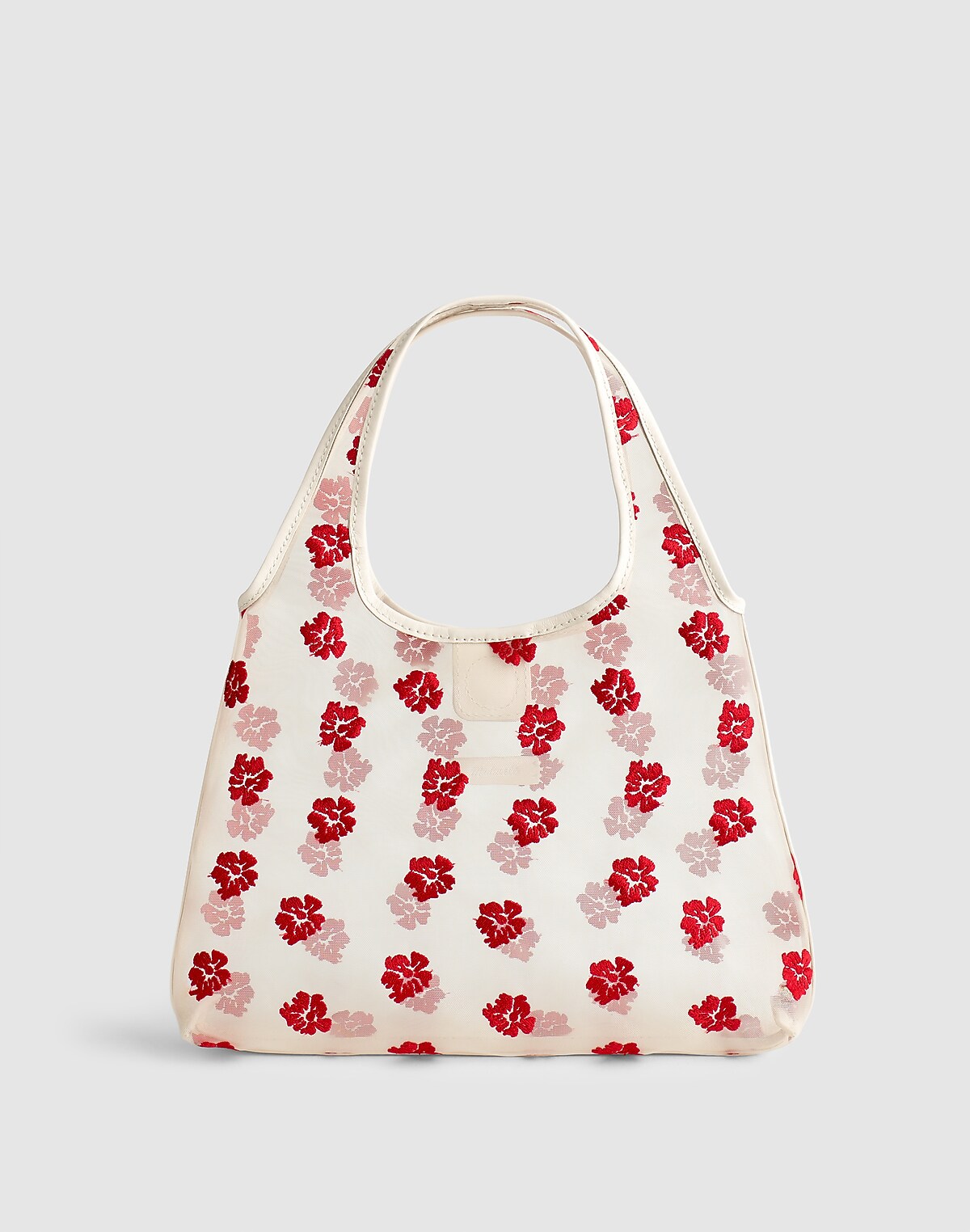 Floral-Embroidered Mini Shopper Bag