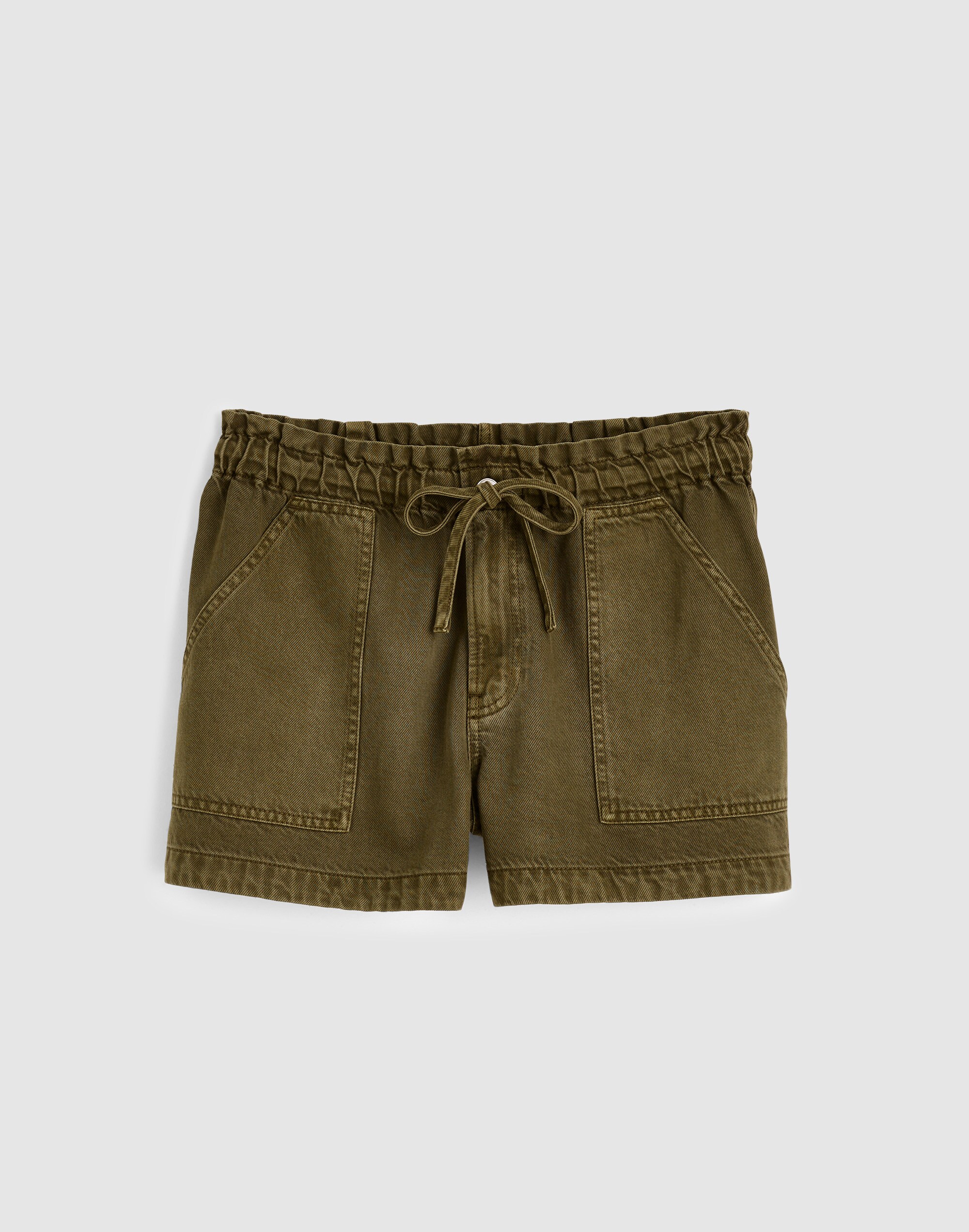 Pull-On Utility Shorts in Airy Denim