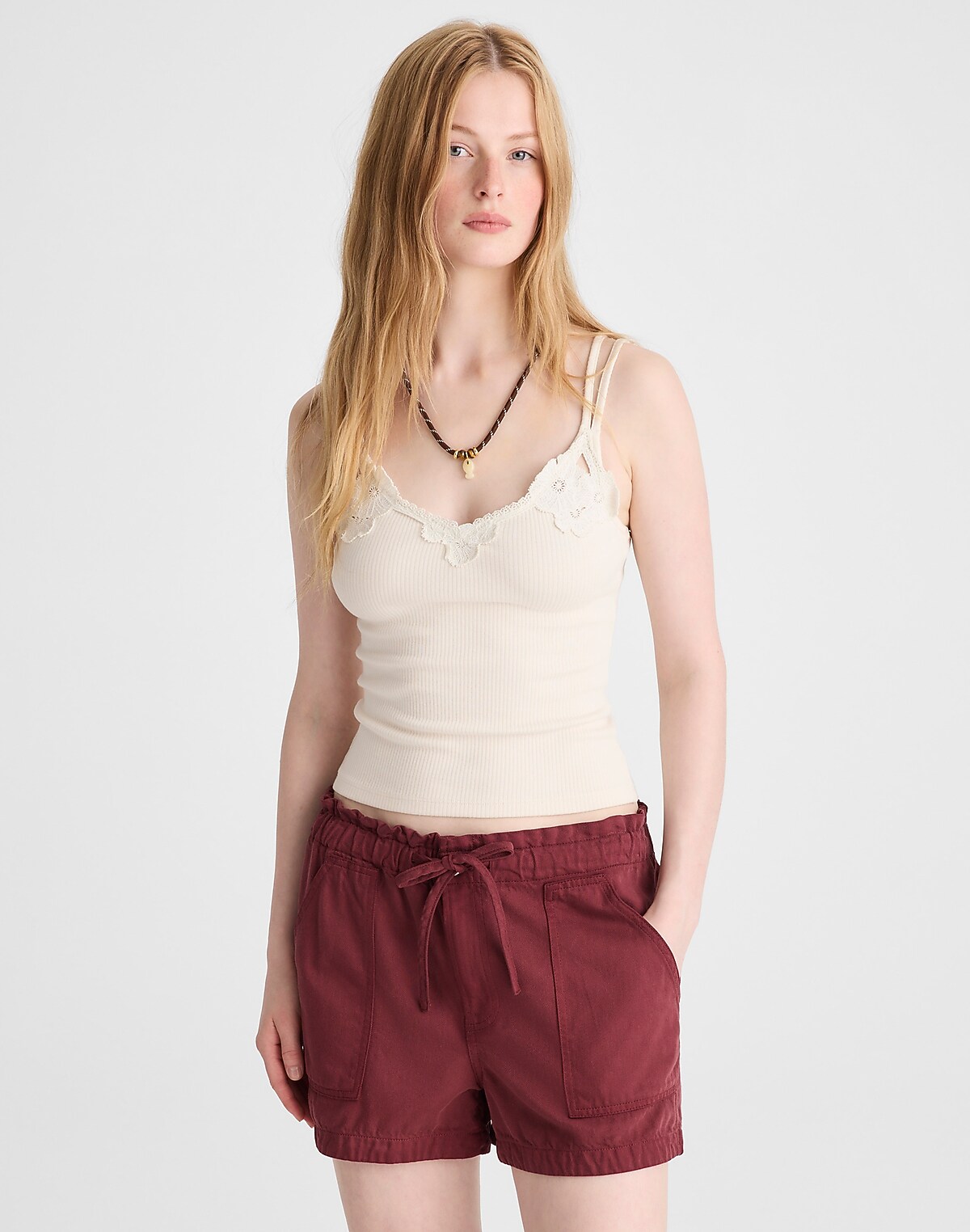 Pull-On Utility Shorts in Airy Denim