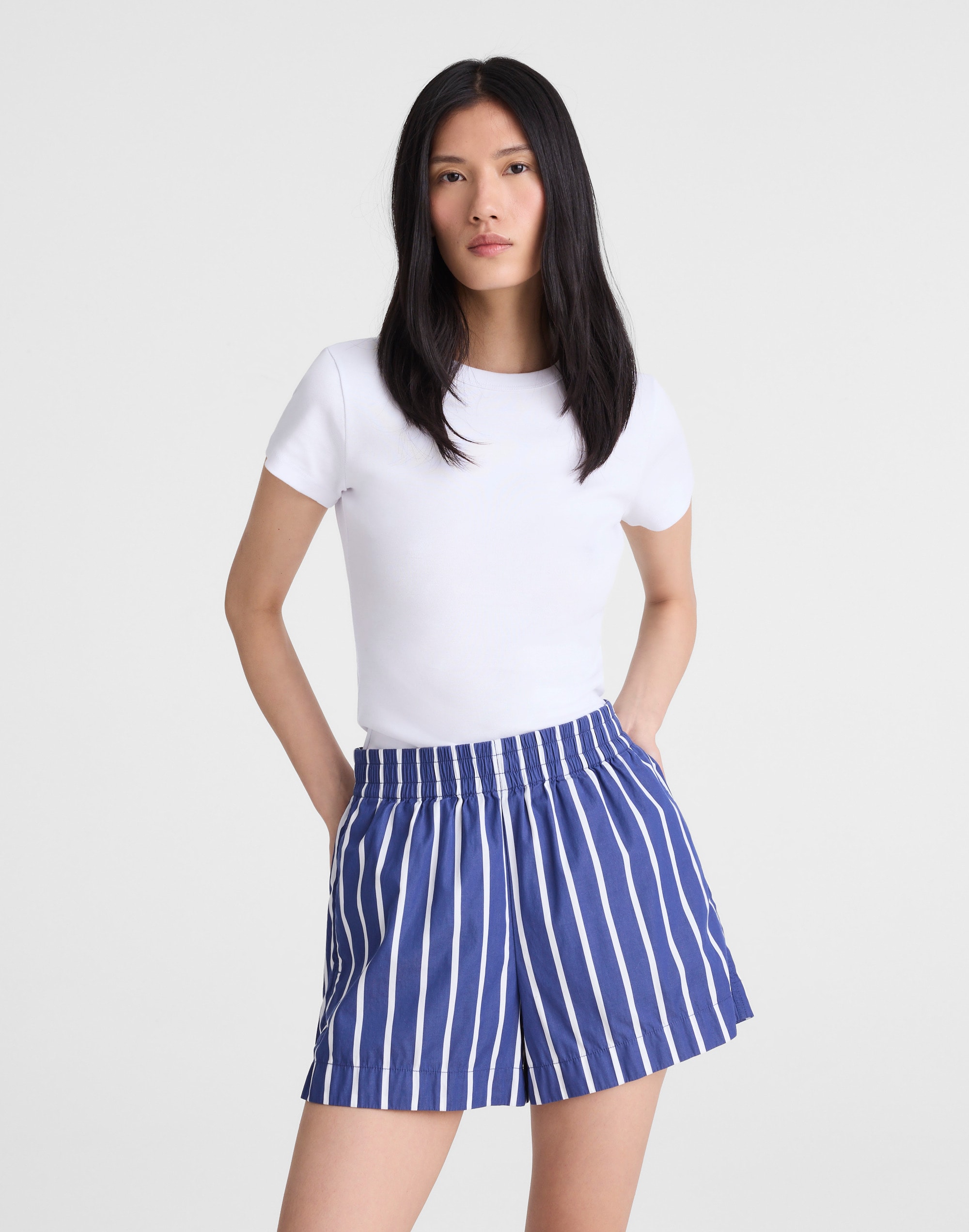 pull-on shorts in poplin