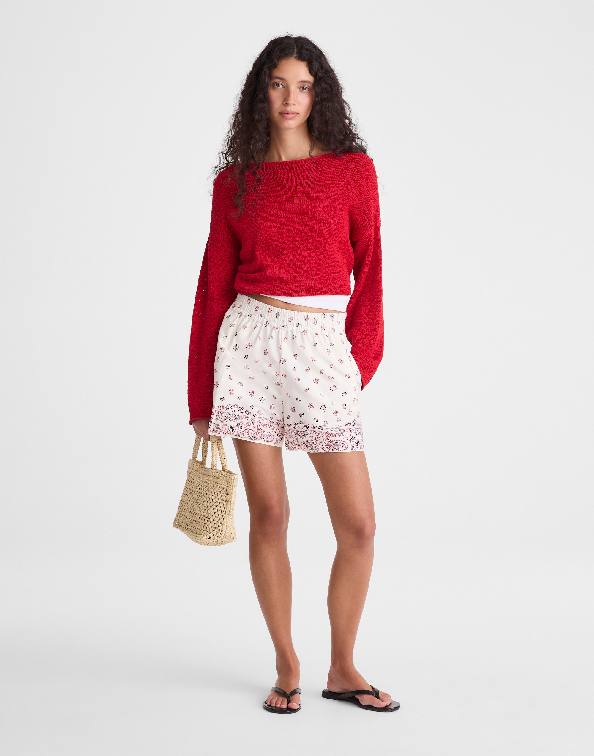 pull-on shorts in poplin