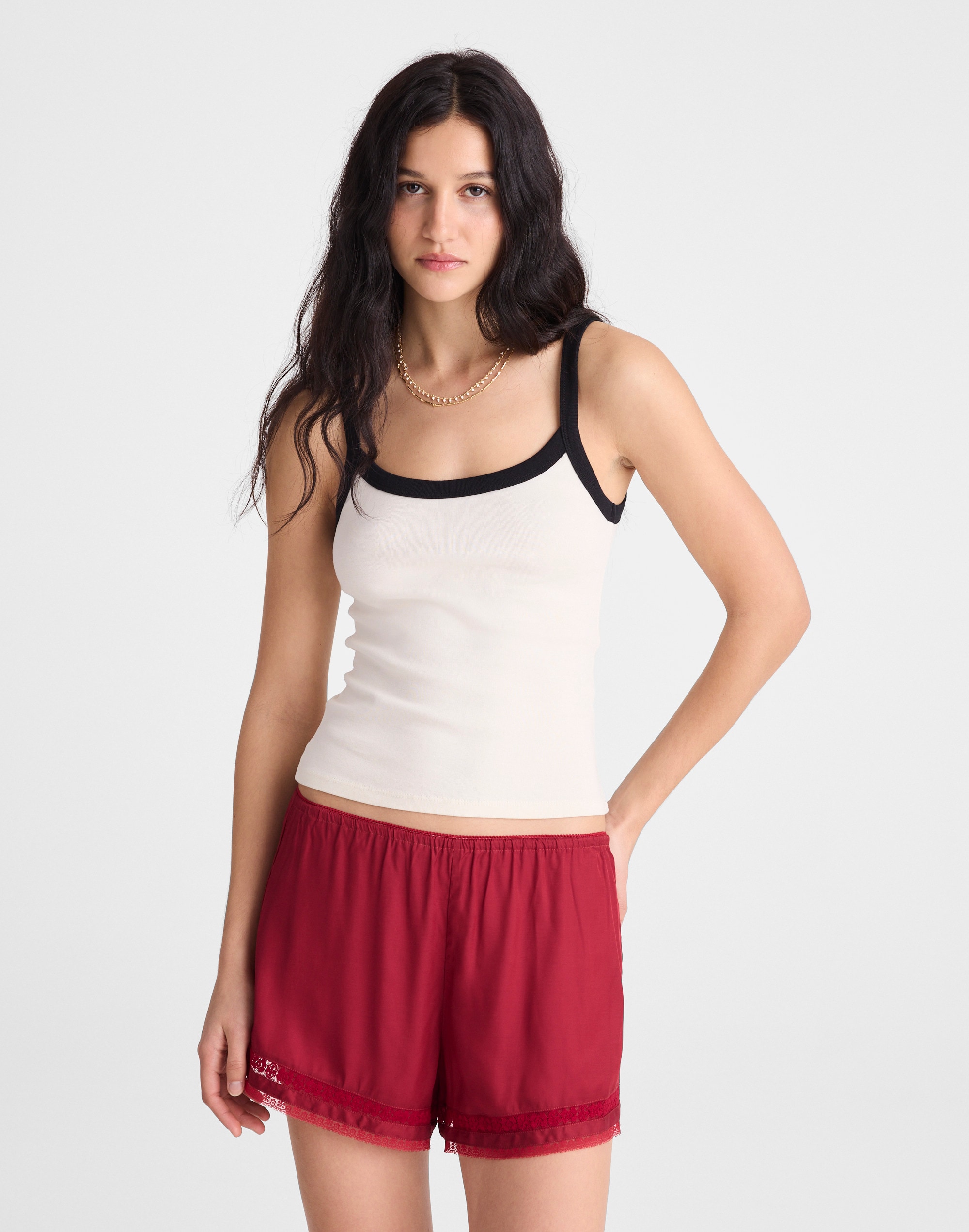 lace-trim pull-on shorts