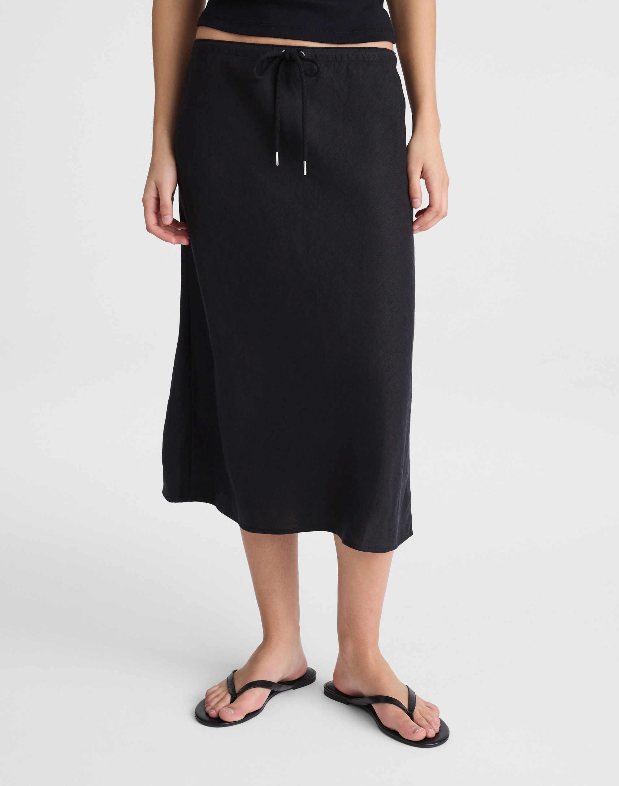 Drawstring Slip Skirt in 100% Linen
