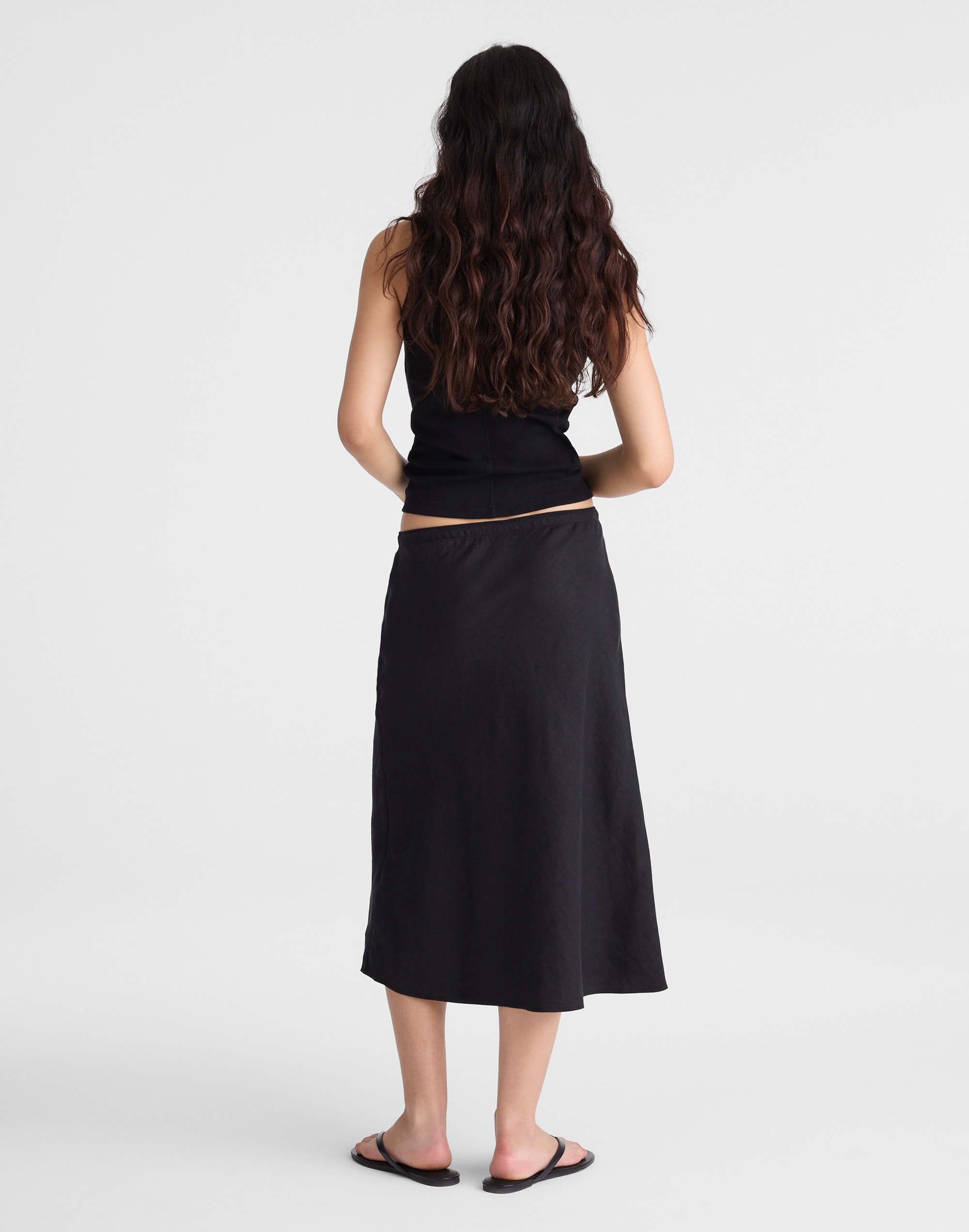 Drawstring Slip Skirt in 100% Linen