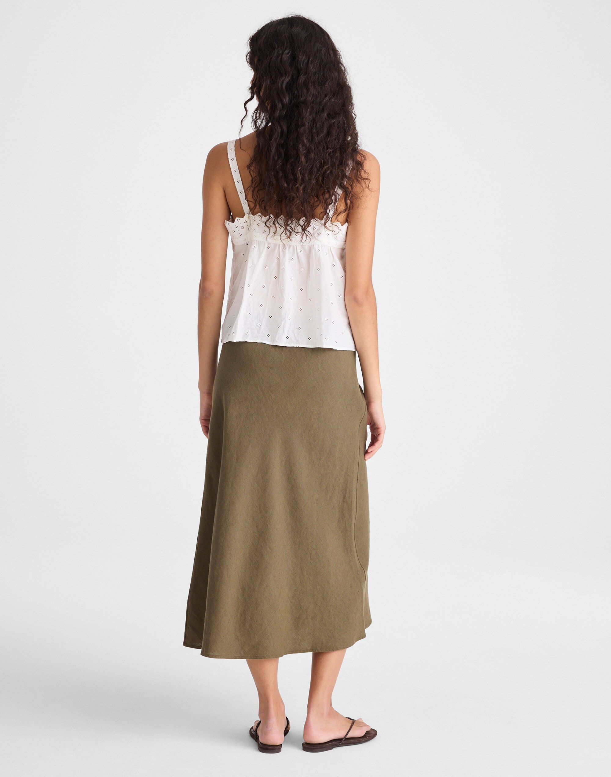 Drawstring Slip Skirt in 100% Linen