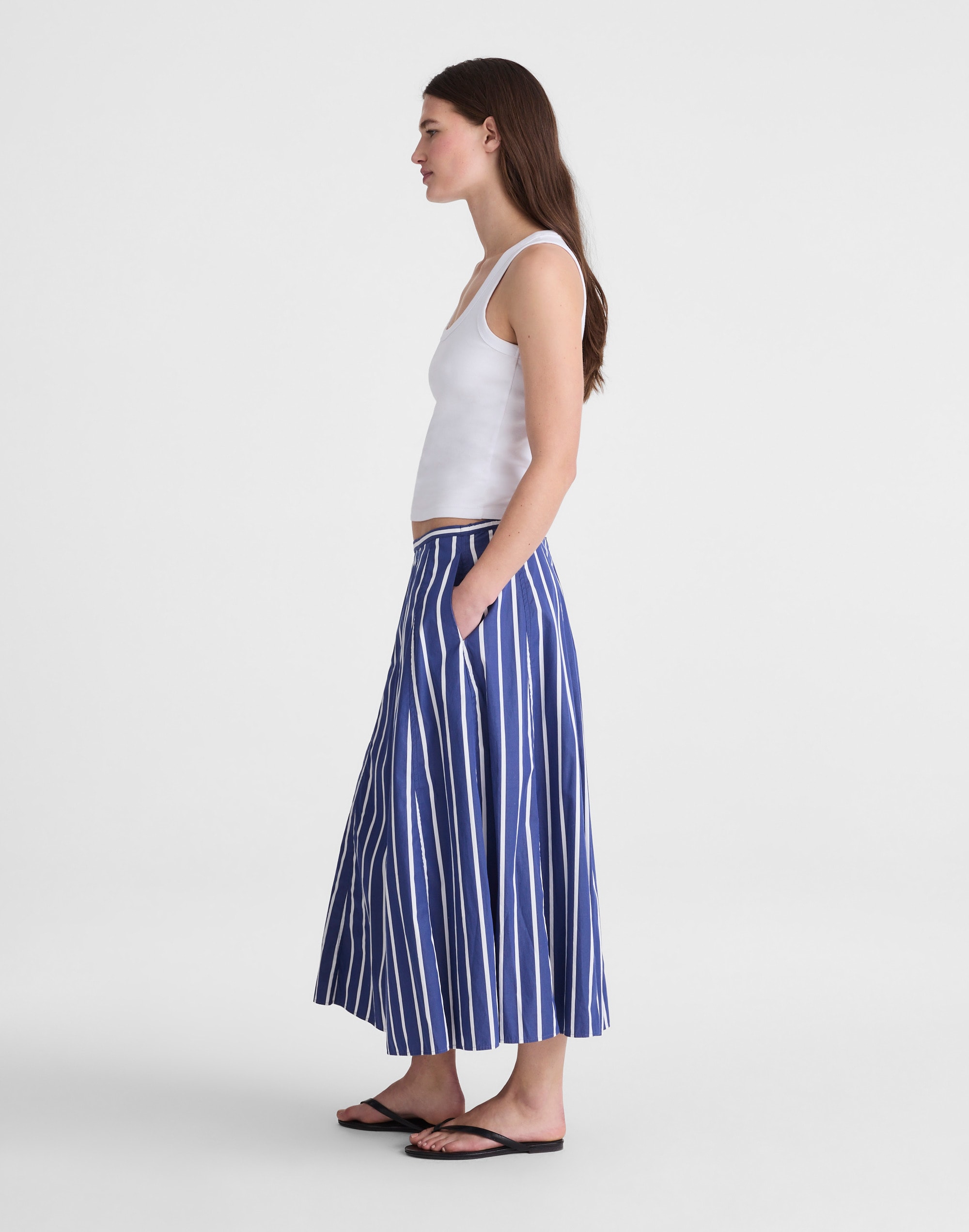 A-Line Midi Skirt in Poplin