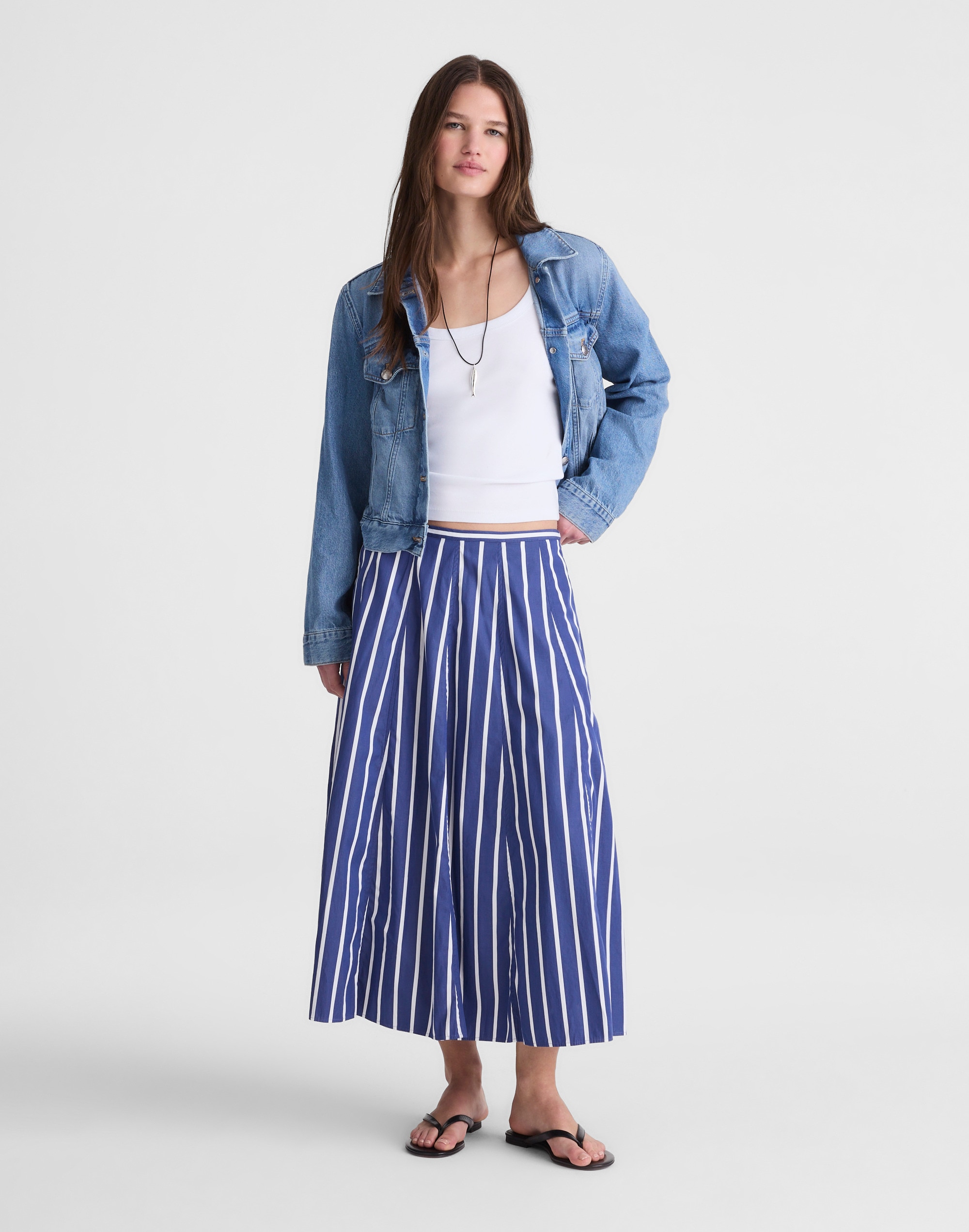 a-line midi skirt in poplin