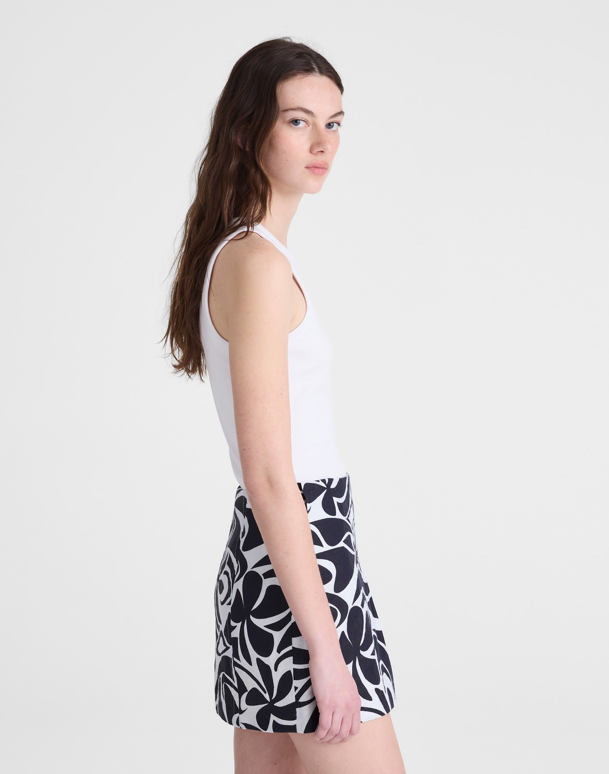 Pleated Mini Skirt in 100% Linen