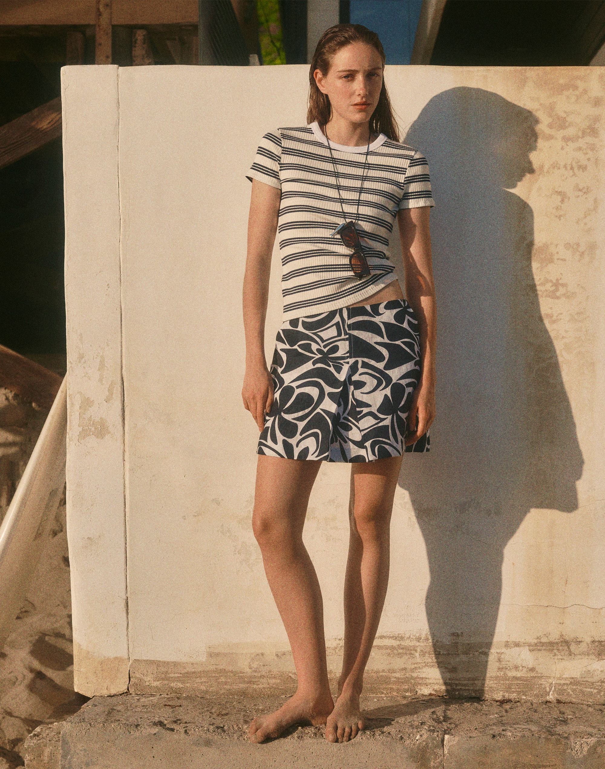 Pleated Mini Skirt in 100% Linen