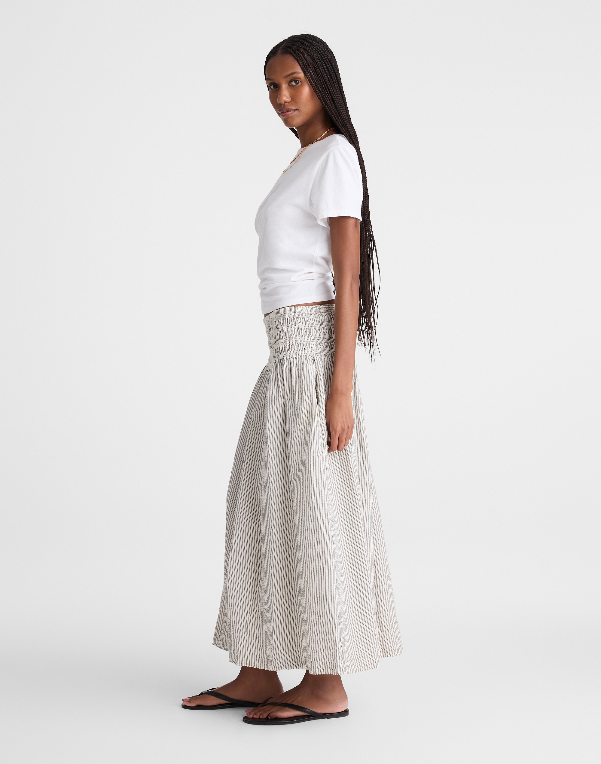 Sophia Midi Skirt in Seersucker