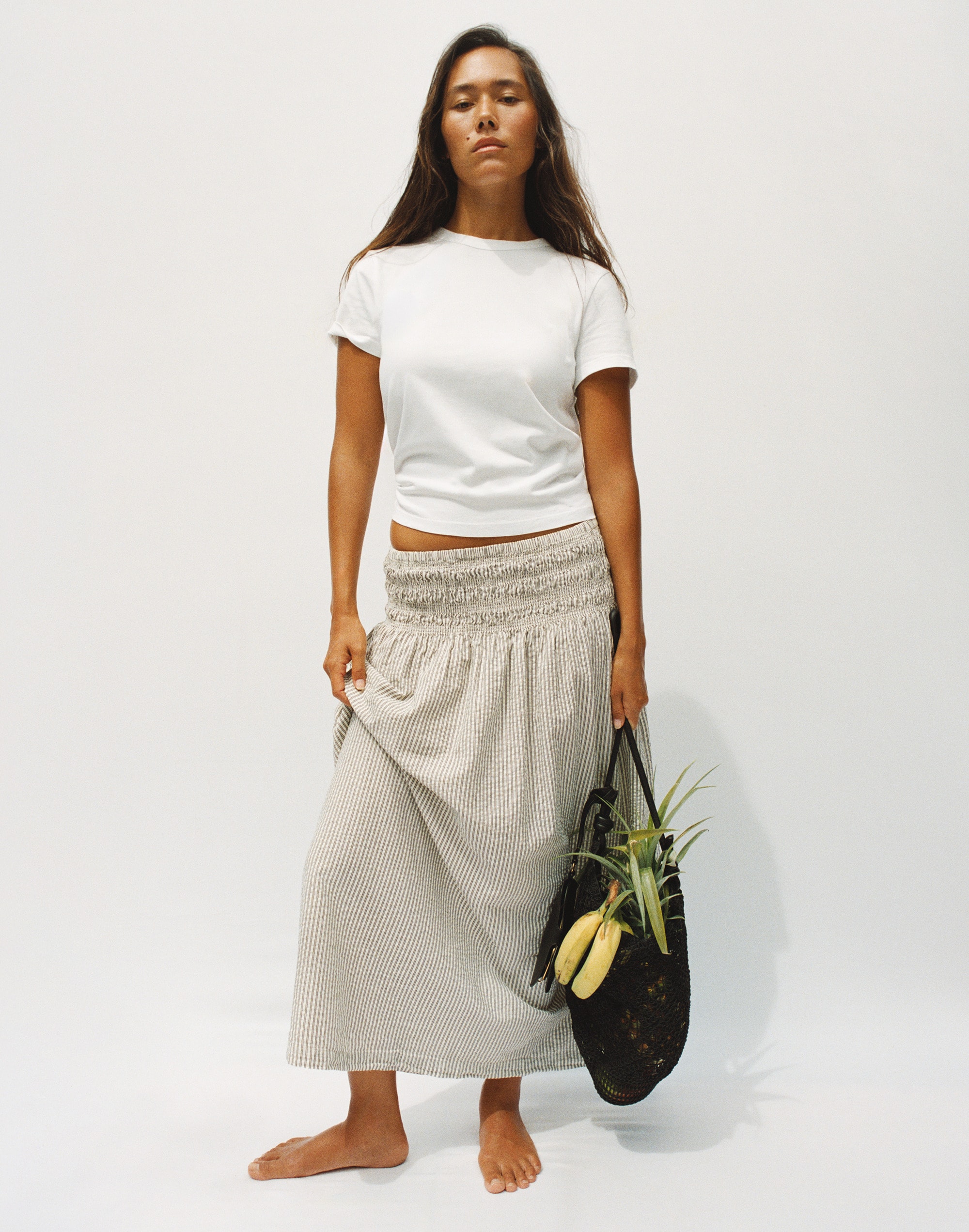 Sophia Midi Skirt in Seersucker