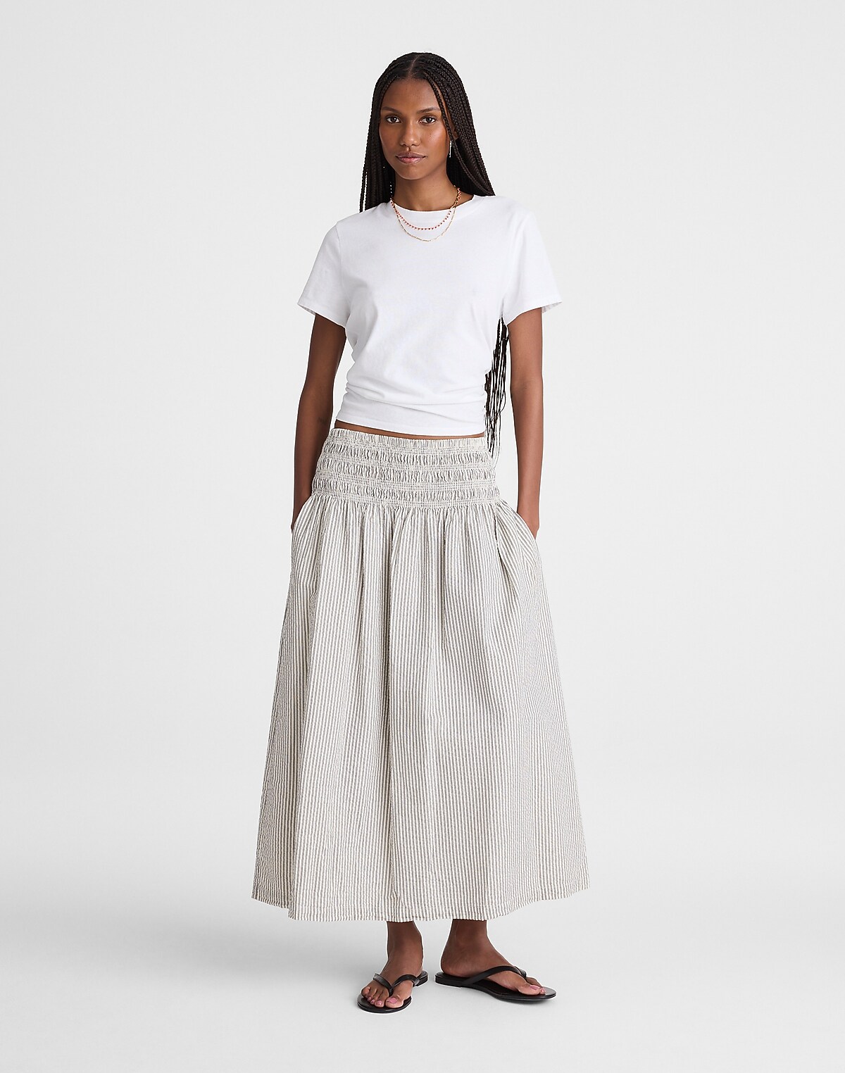 Sophia Midi Skirt in Seersucker