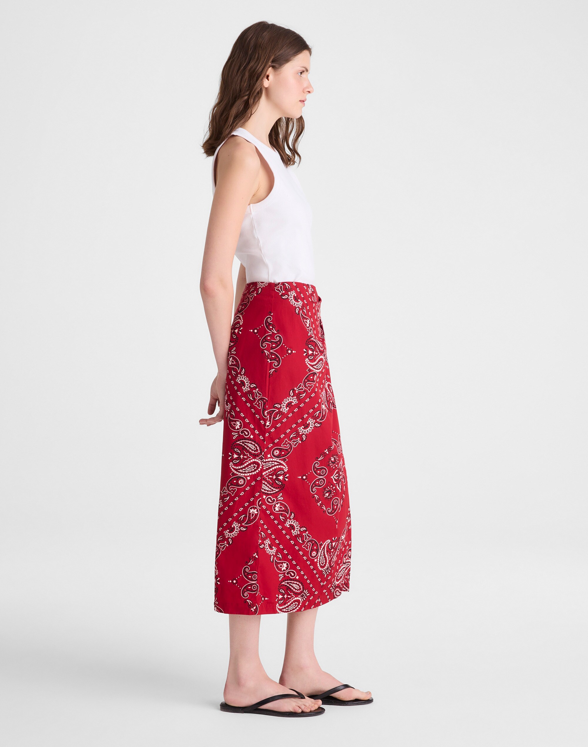 Midi Wrap Skirt in Poplin
