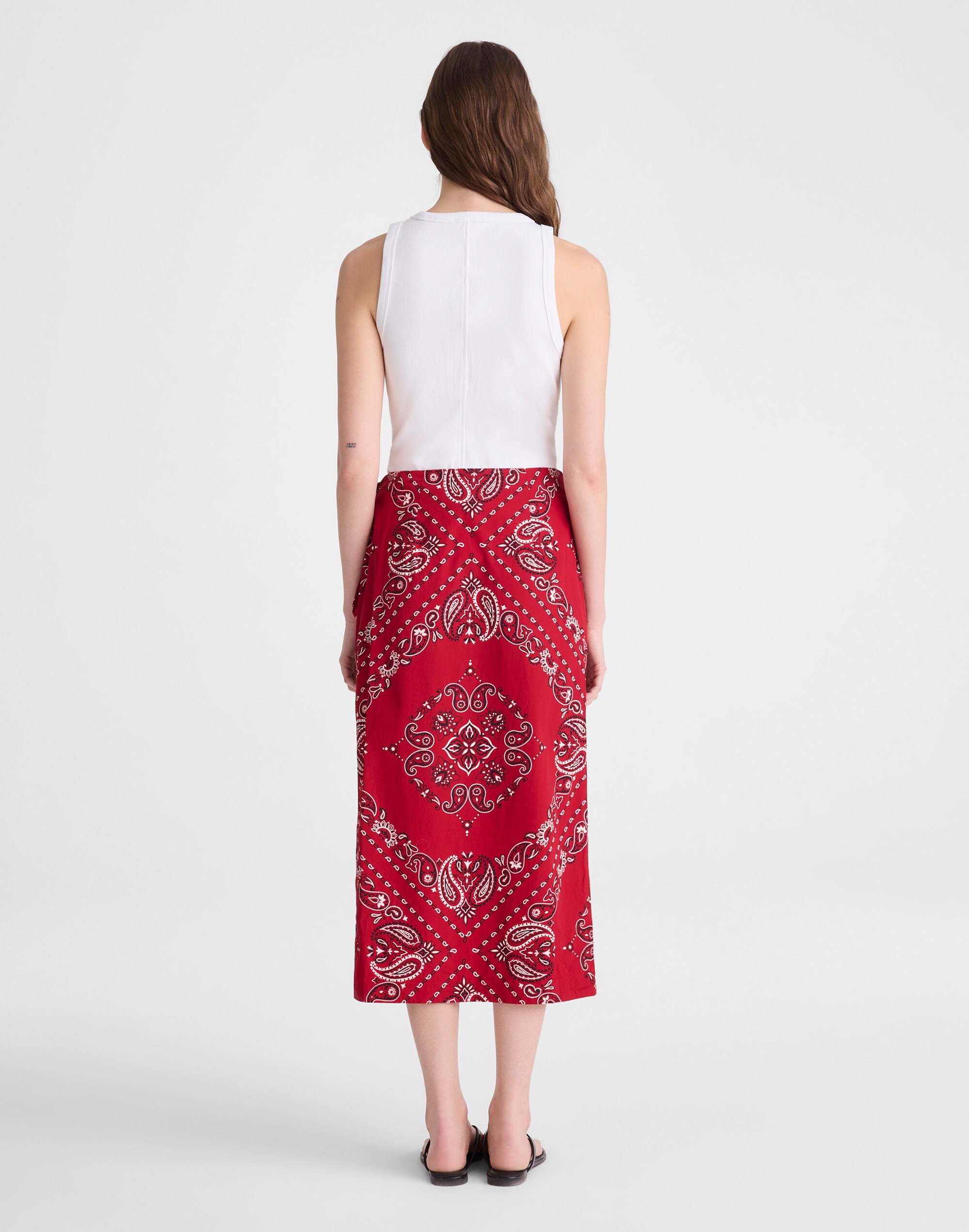 Midi Wrap Skirt in Poplin