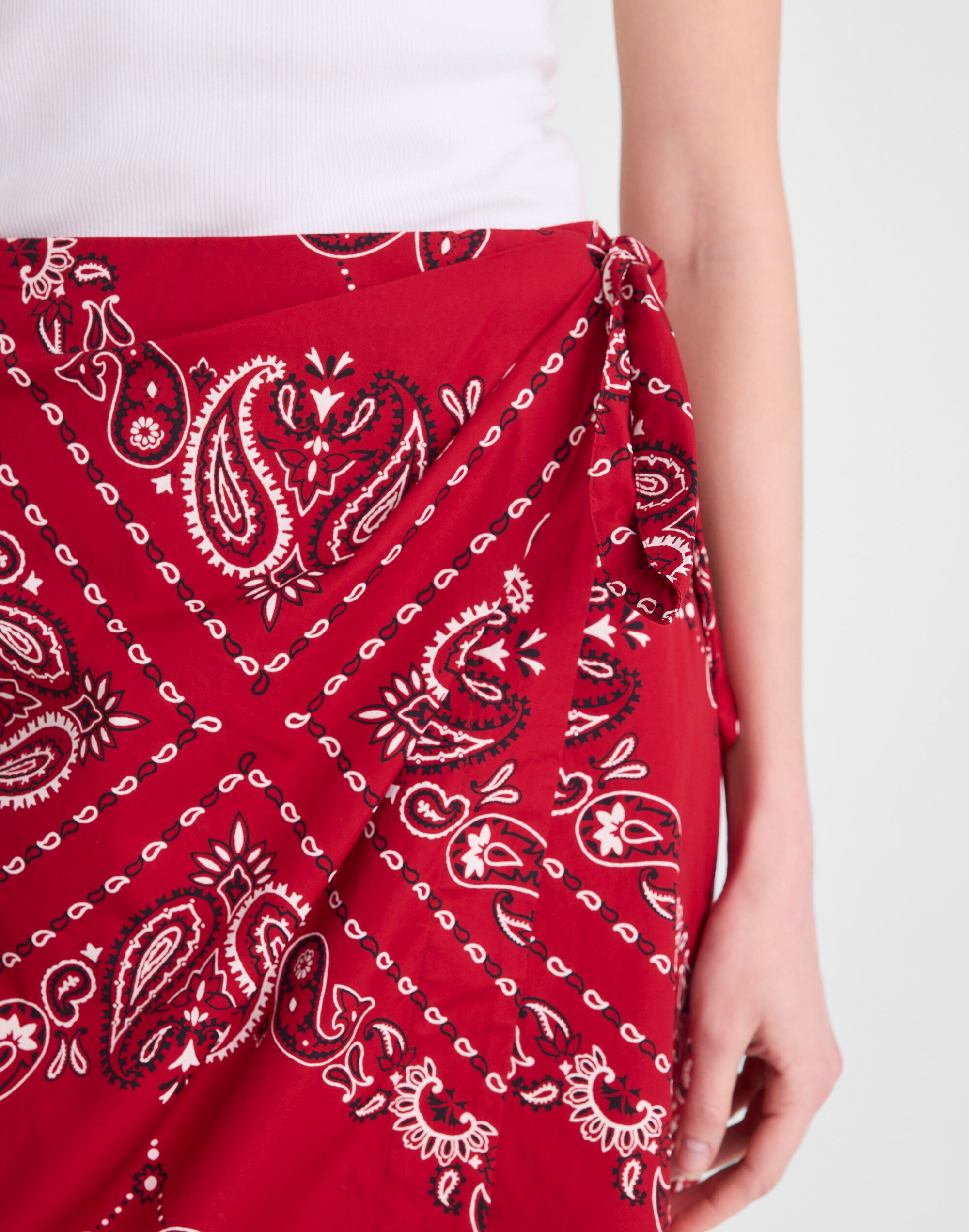 Midi Wrap Skirt in Poplin