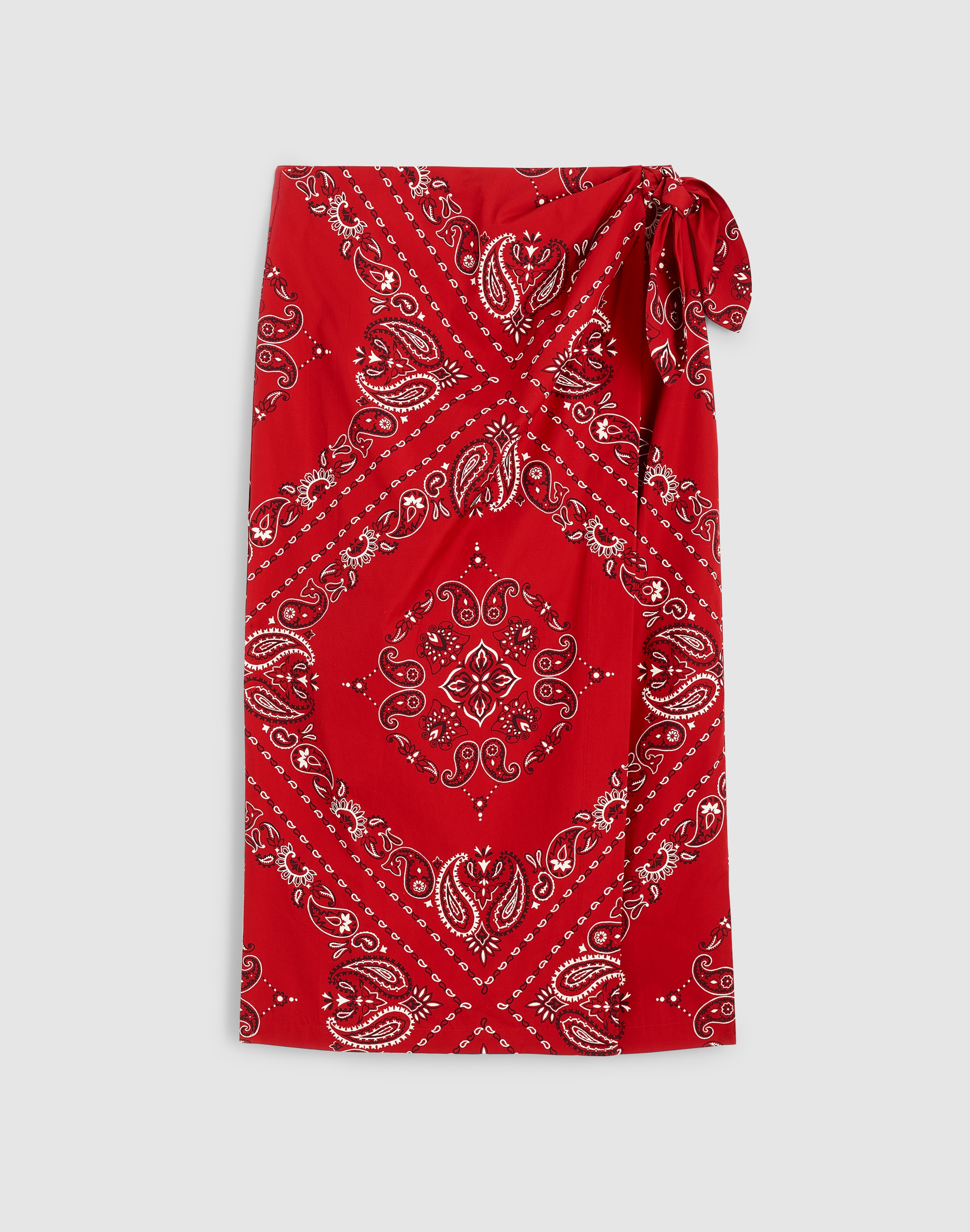 Midi Wrap Skirt in Poplin
