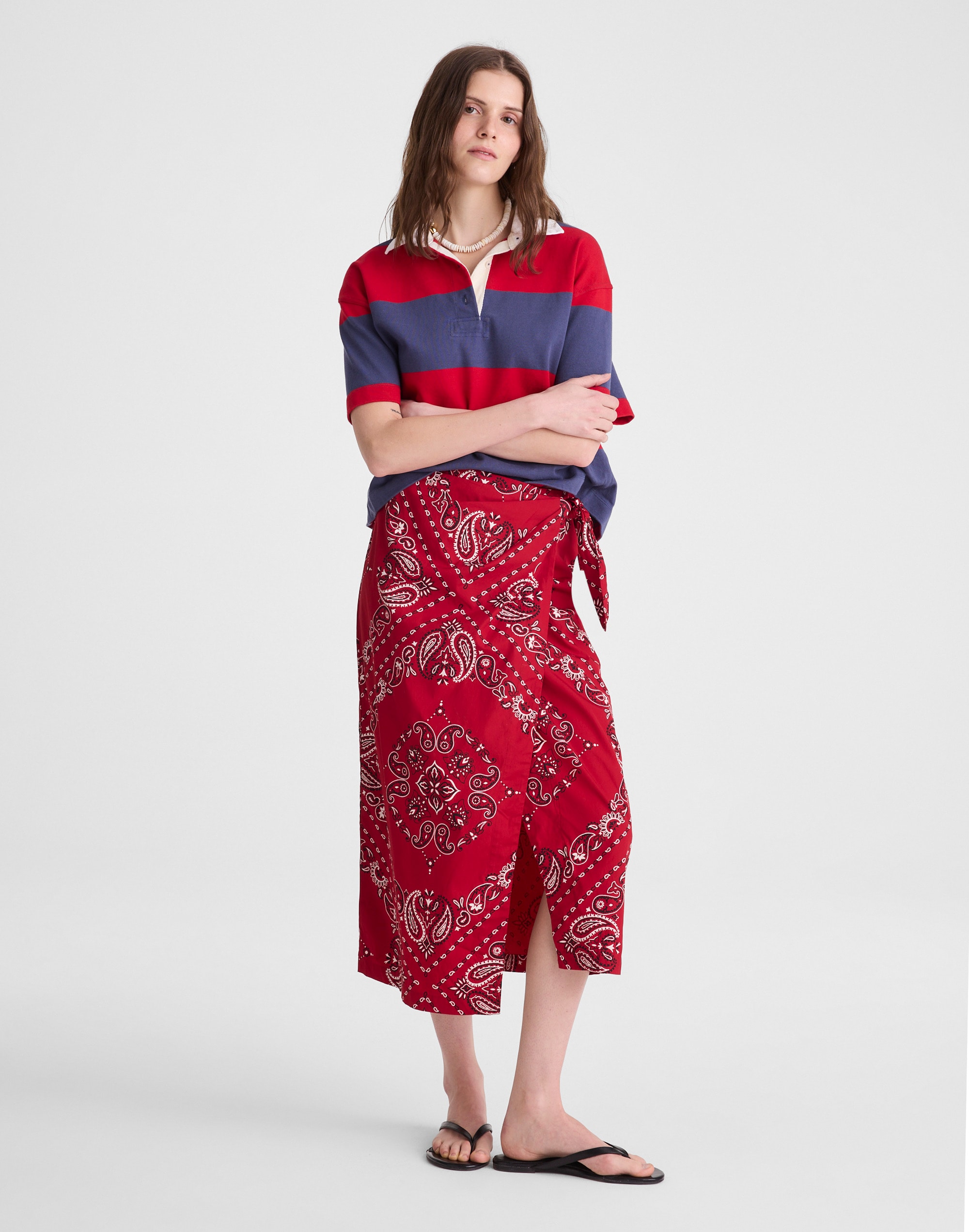 Madewell Midi Wrap Skirt In Red