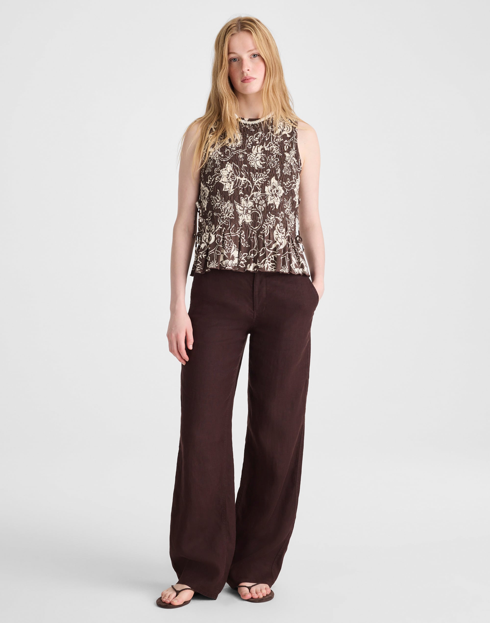 Side-Tie Smocked Tank