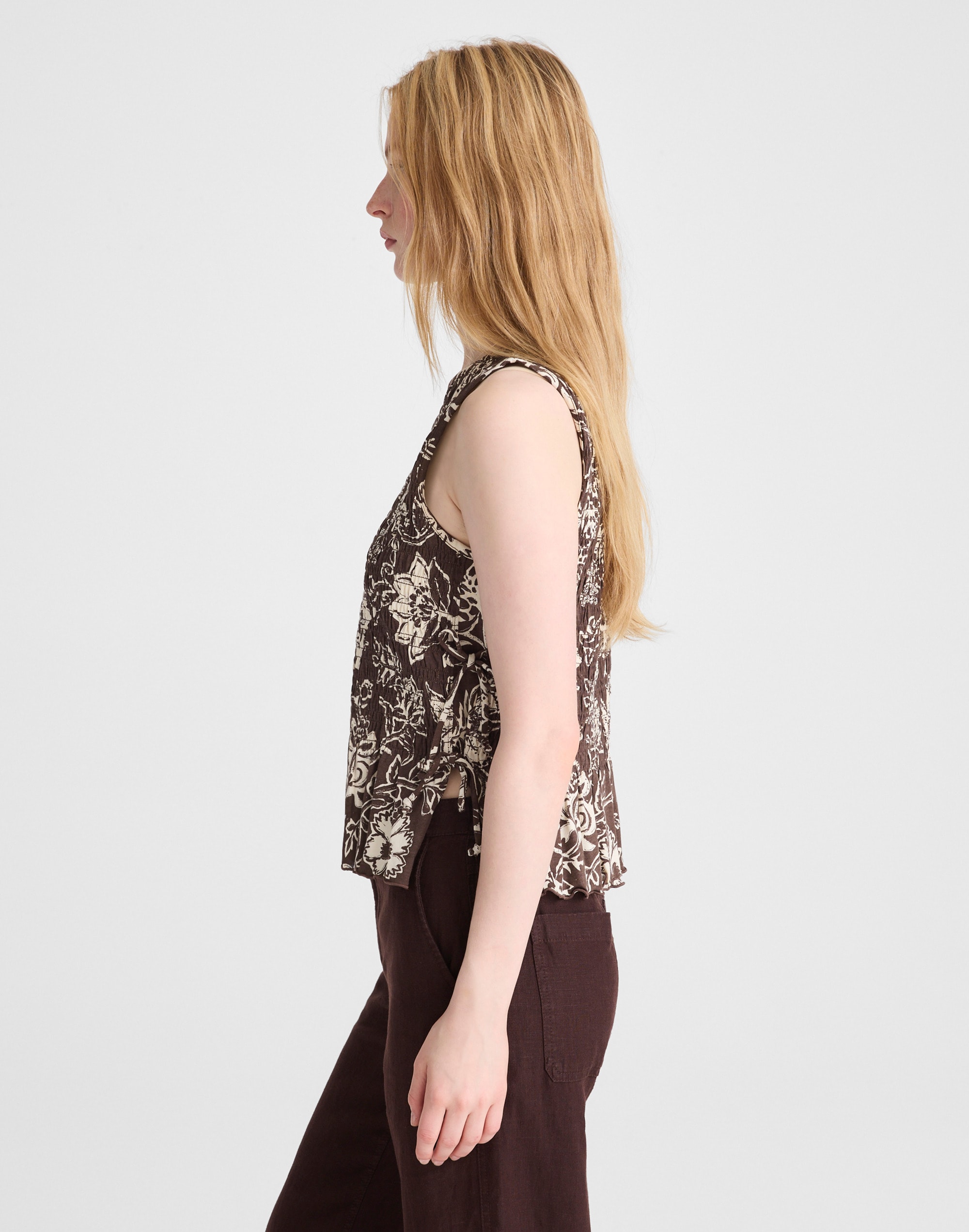 Side-Tie Smocked Tank
