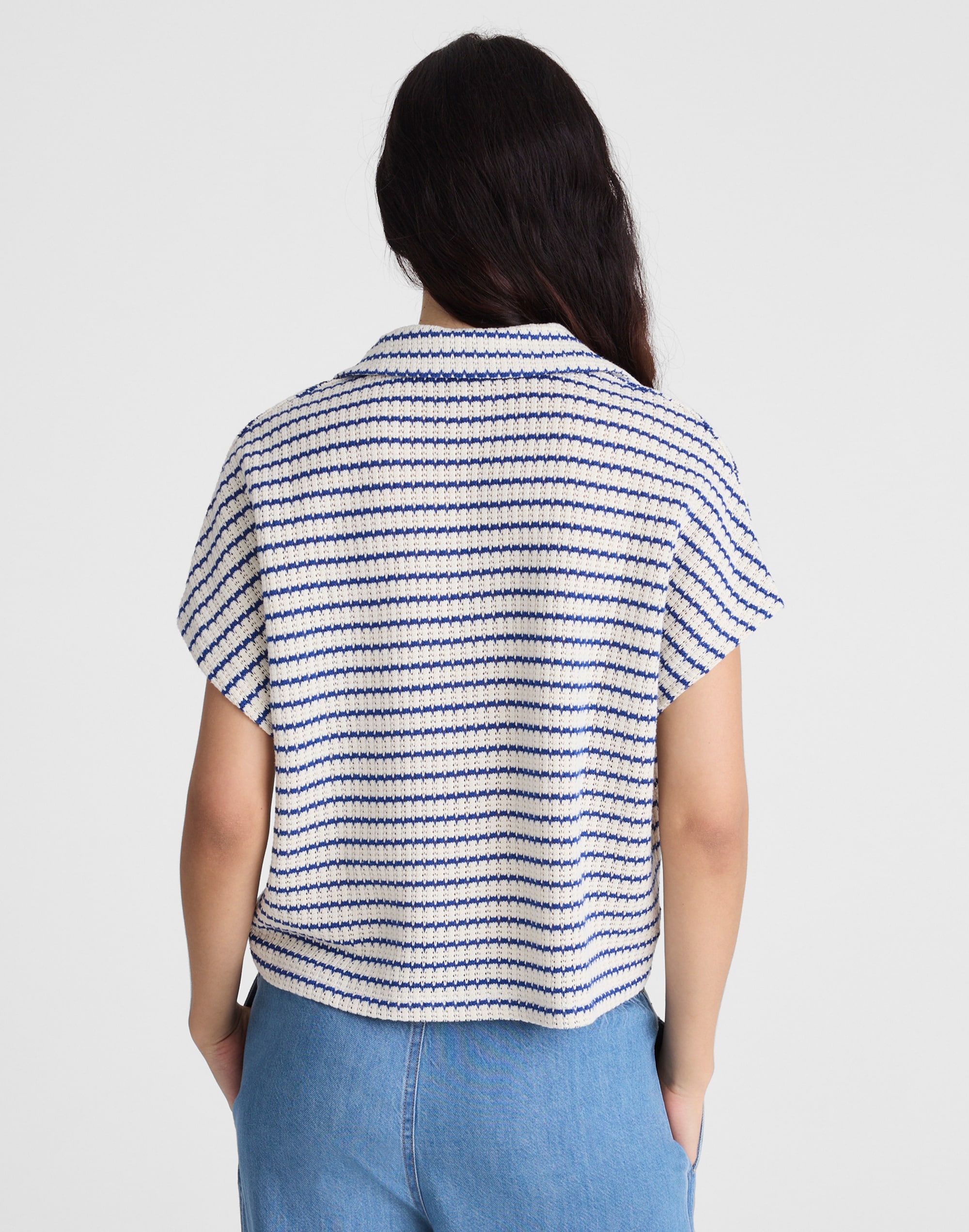 Textured-Knit Johnny-Collar Shirt