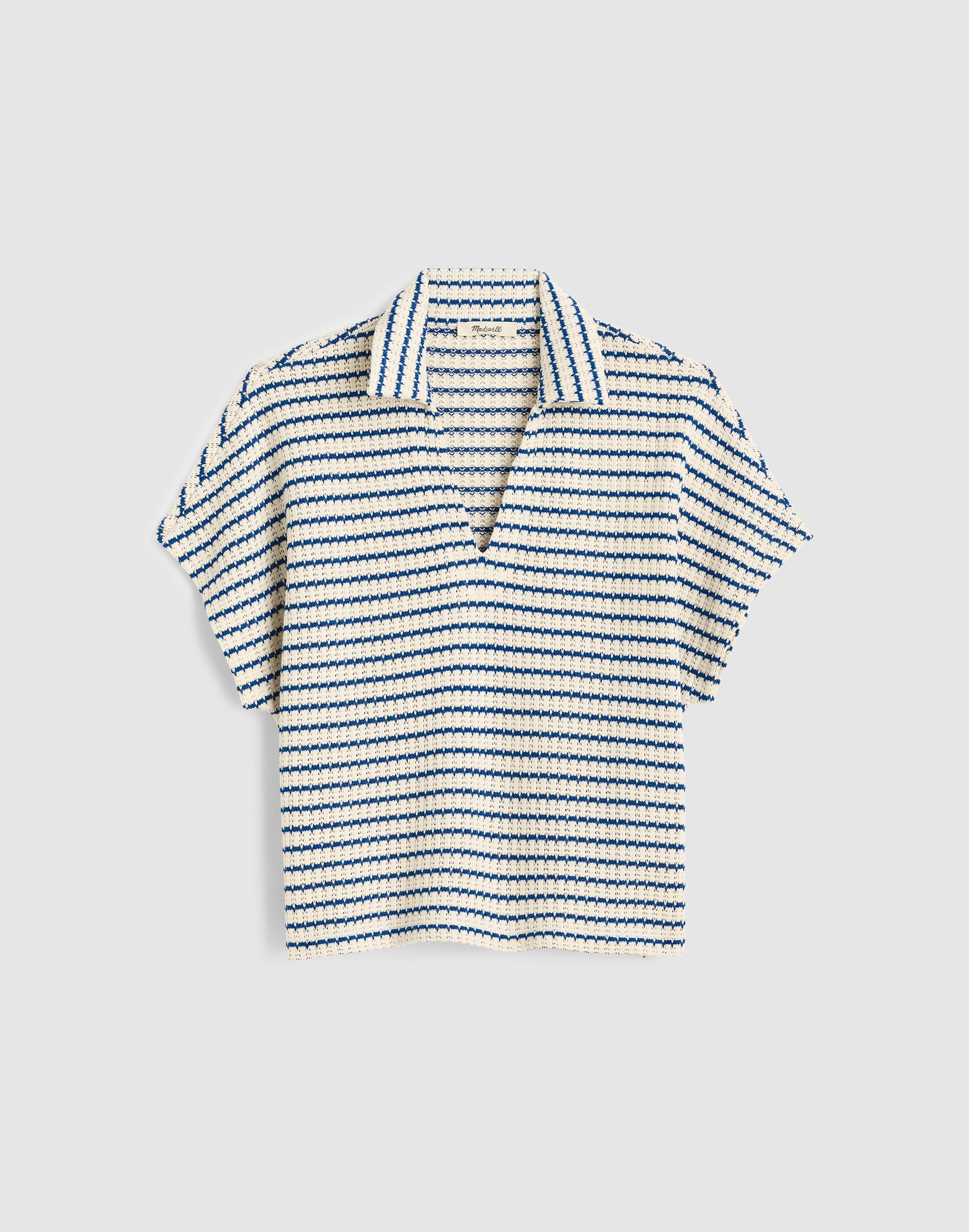 Textured-Knit Johnny-Collar Shirt
