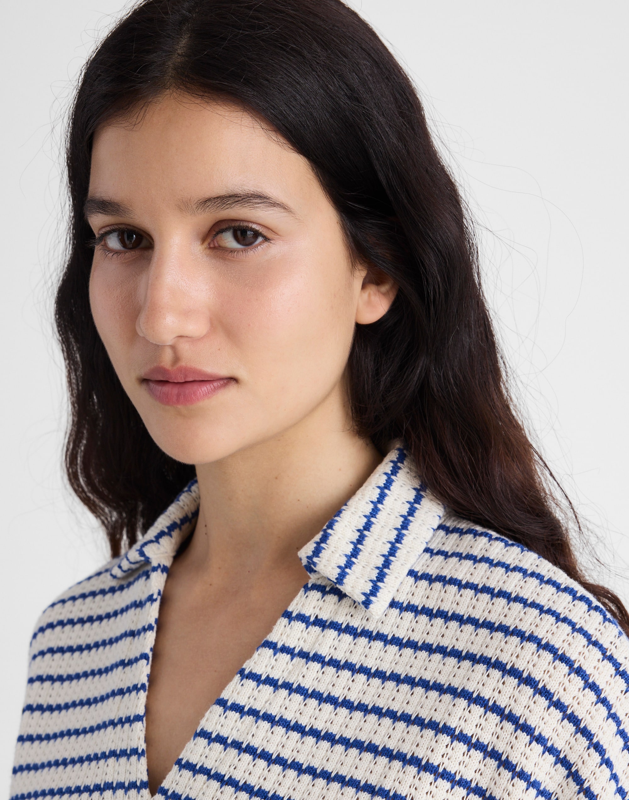 Textured-Knit Johnny-Collar Shirt