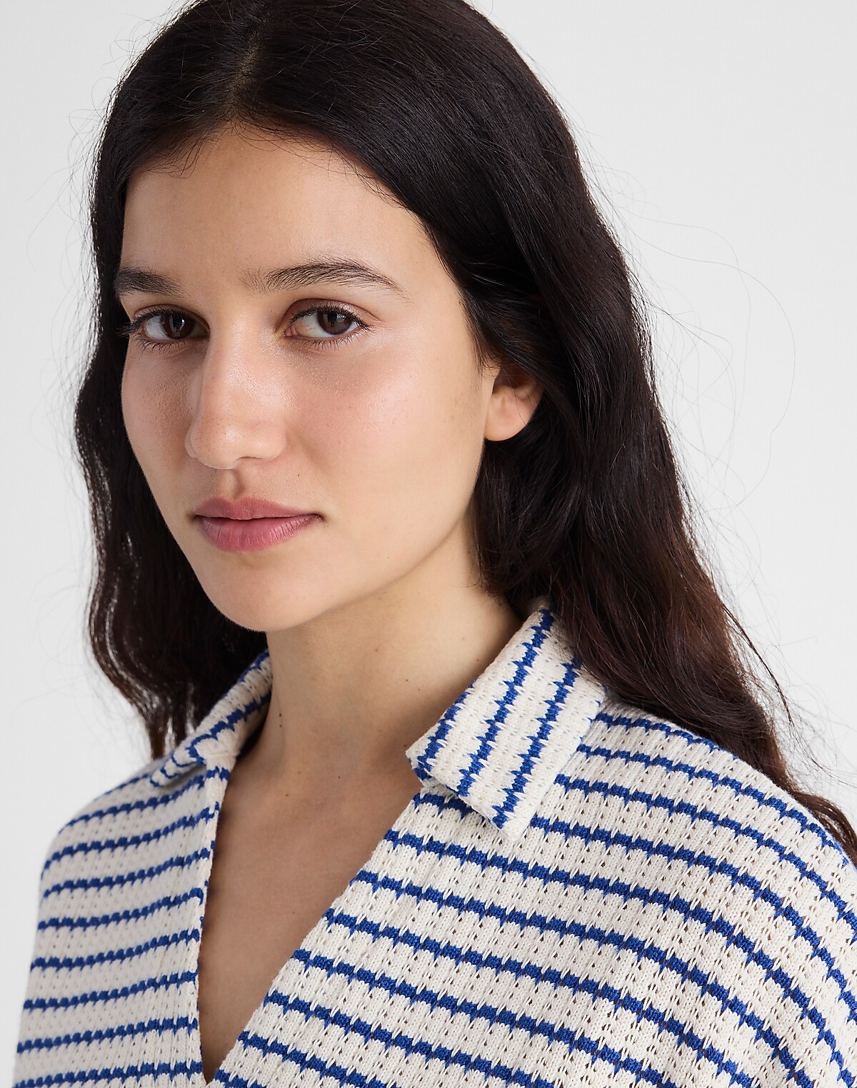 Textured-Knit Johnny-Collar Shirt