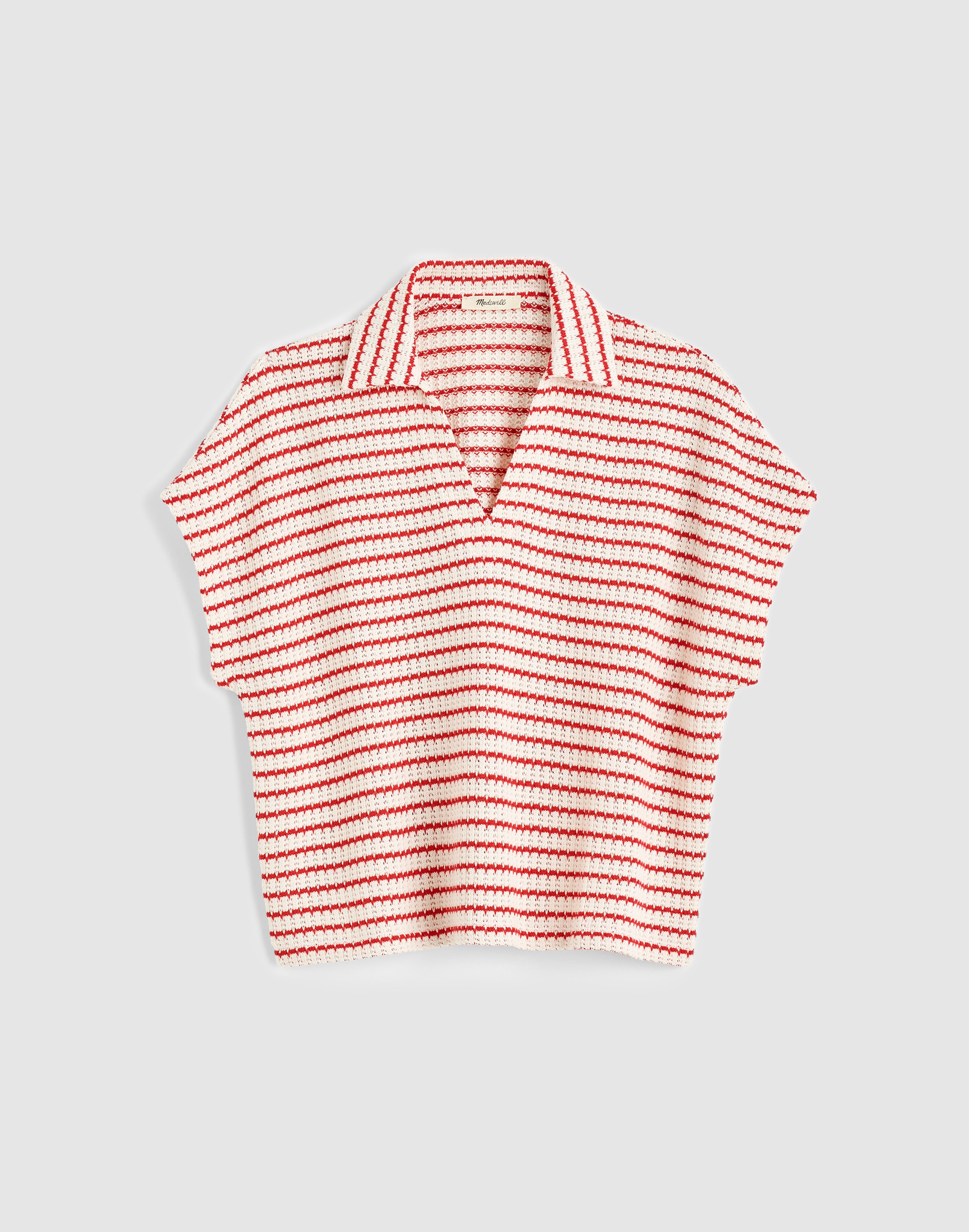 Textured-Knit Johnny-Collar Shirt