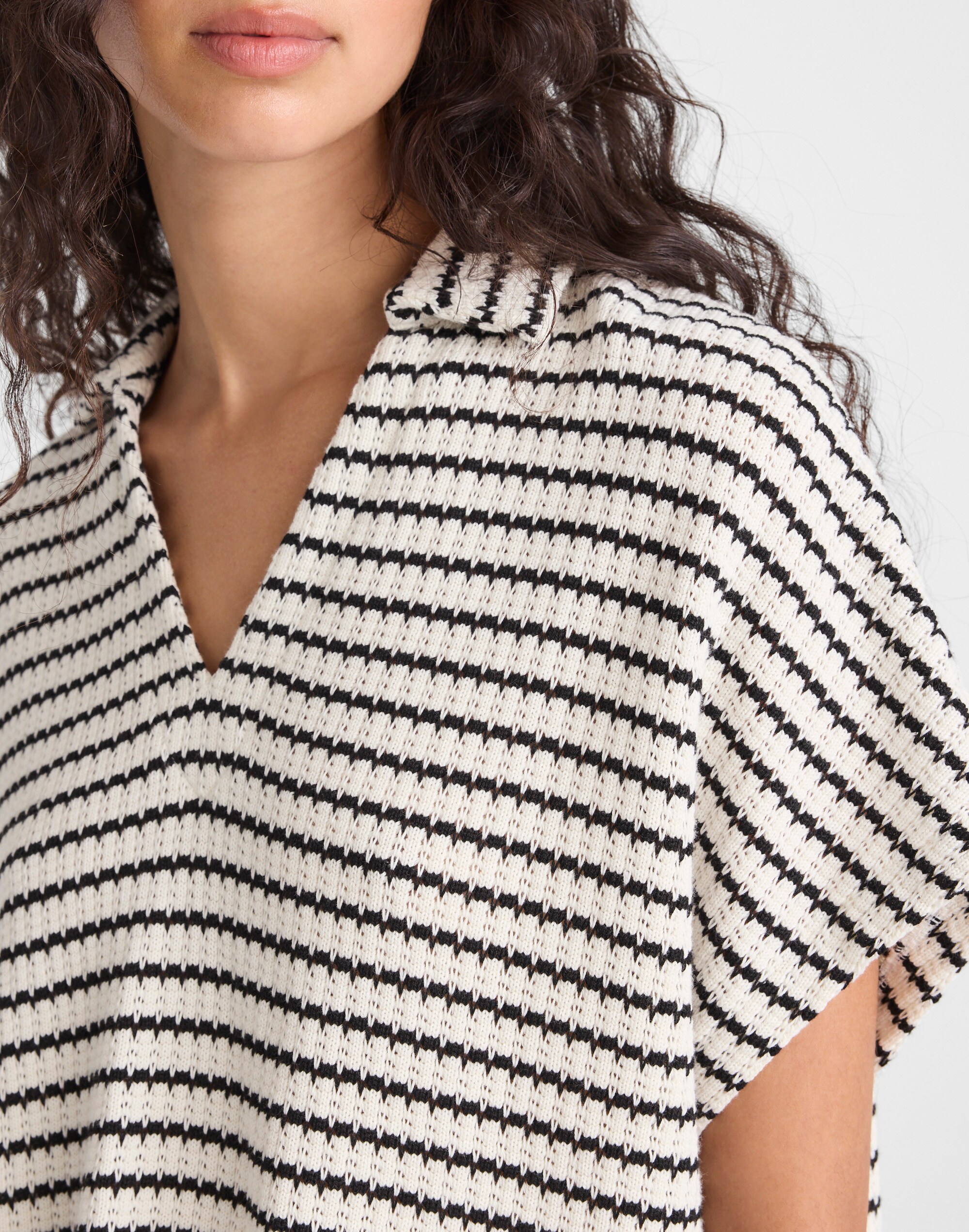 Textured-Knit Johnny-Collar Shirt