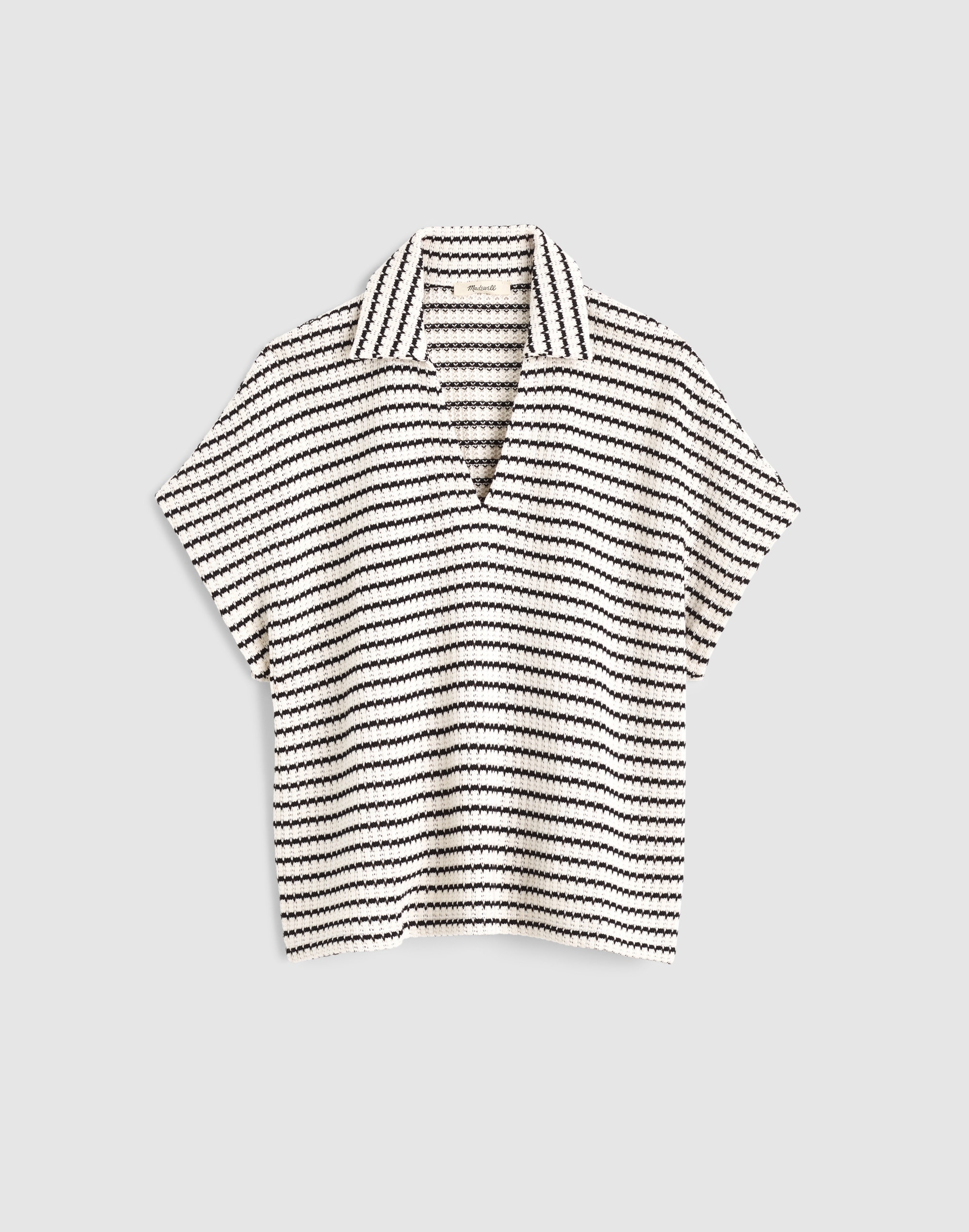 Textured-Knit Johnny-Collar Shirt