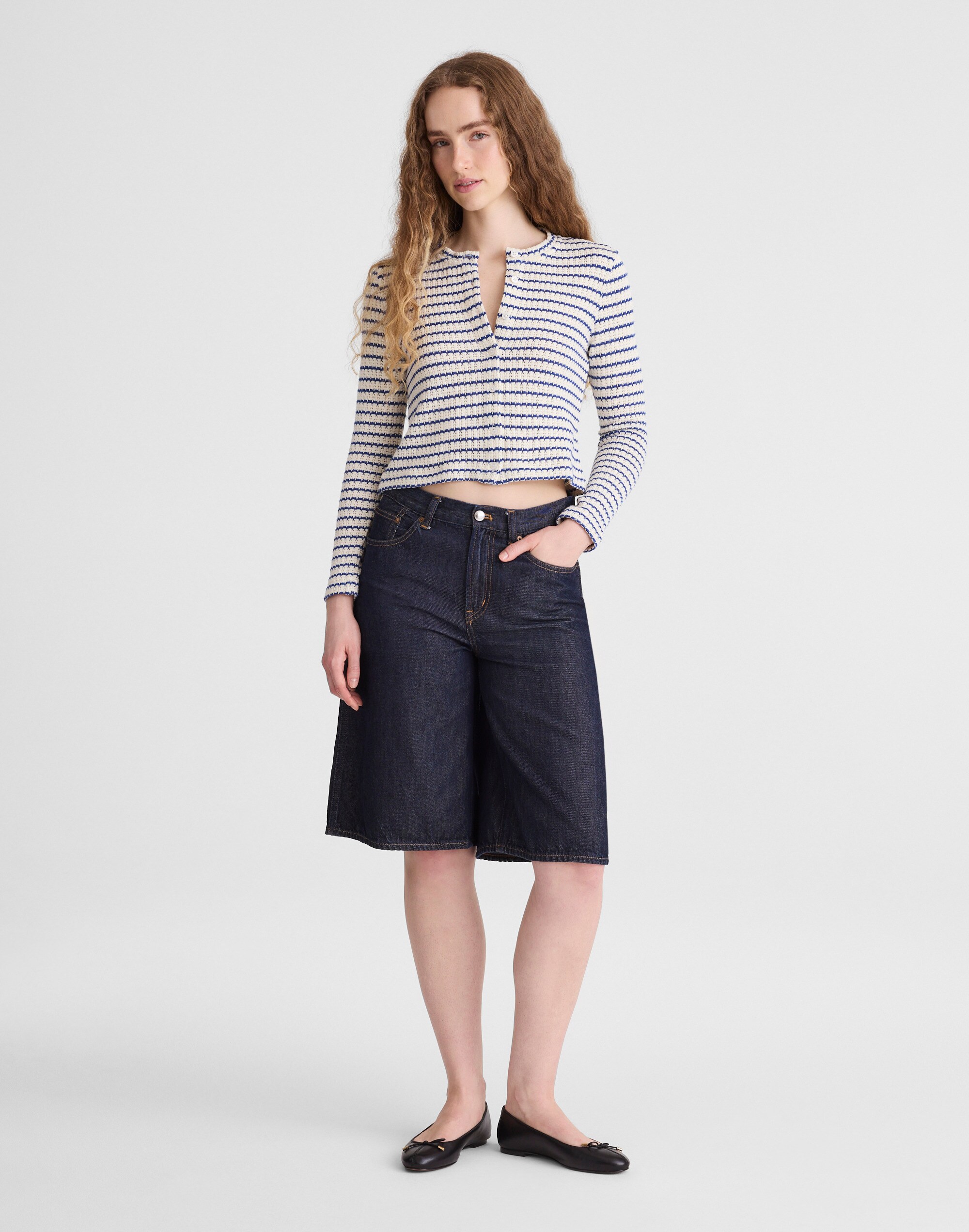 Textured-Knit Button-Front Cardigan