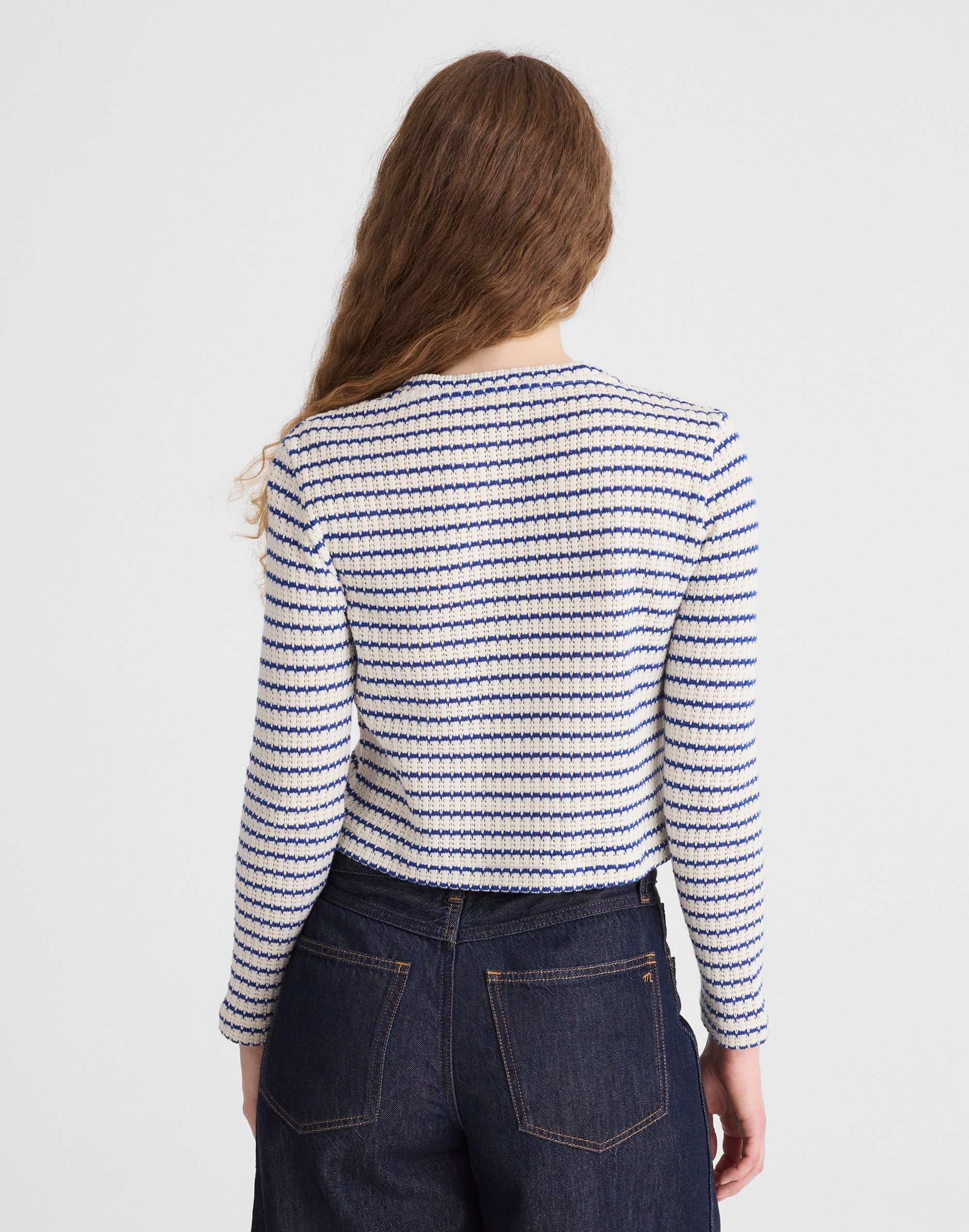 Textured-Knit Button-Front Cardigan