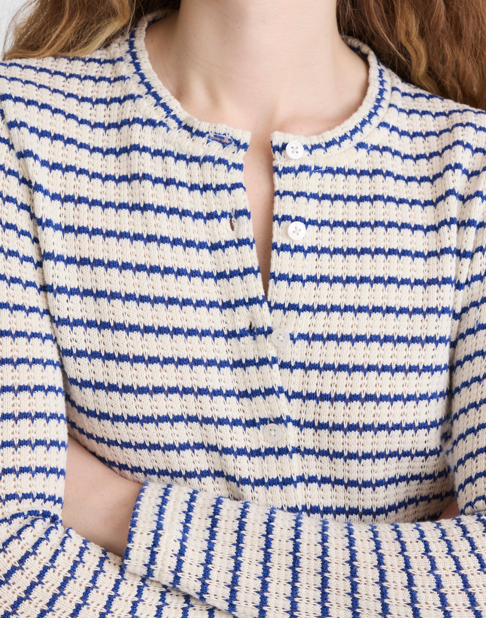 Textured-Knit Button-Front Cardigan