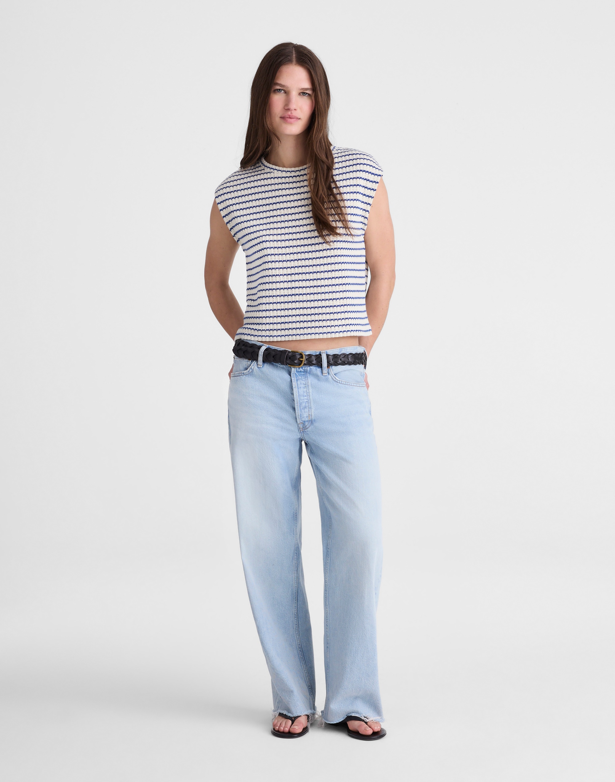 Textured-Knit Boxy Muscle Tee