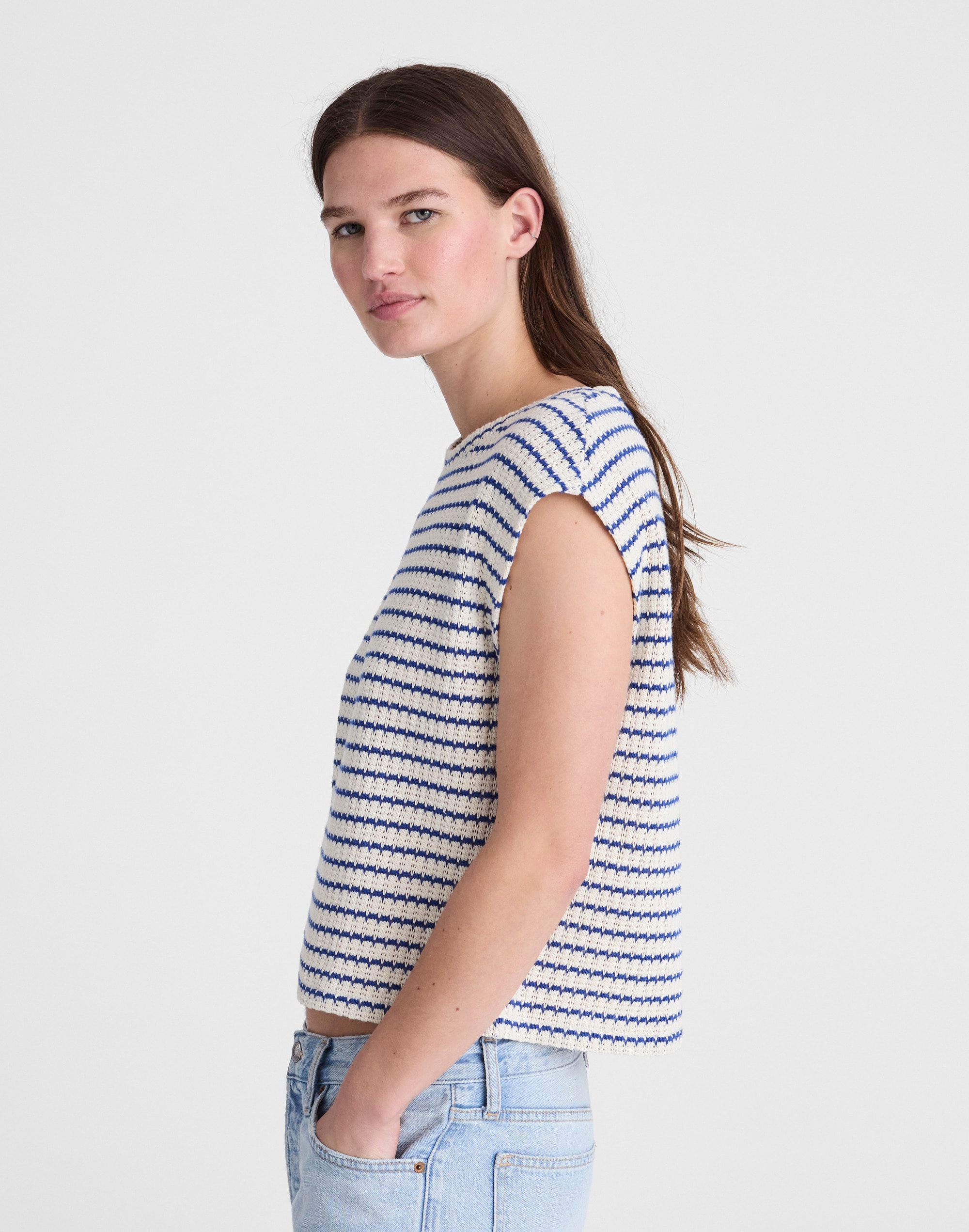 Textured-Knit Boxy Muscle Tee