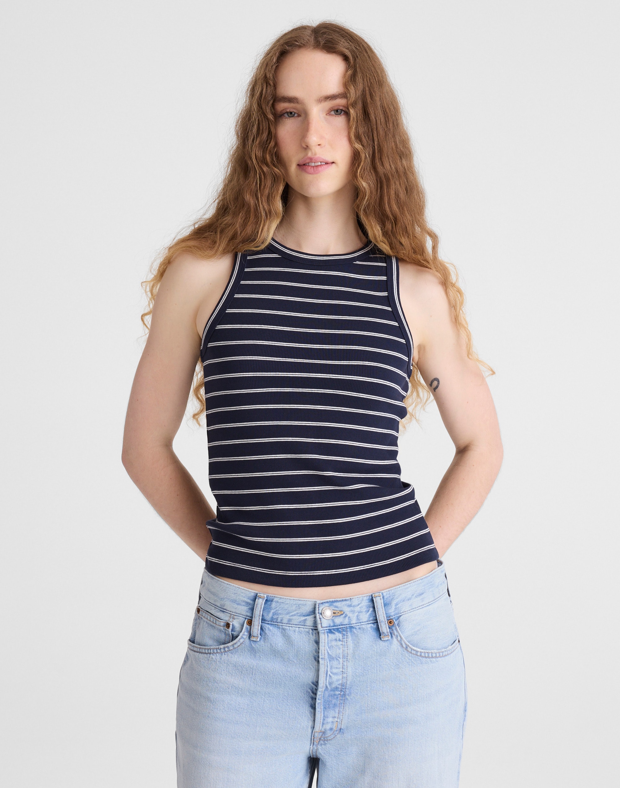 The Essential Tank in Utility Rib - Blue