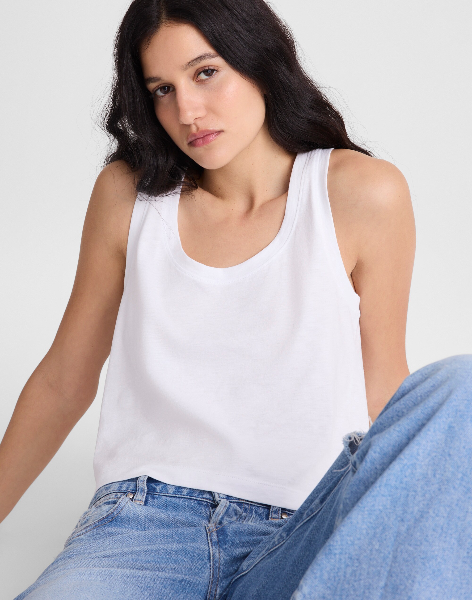 The Easy Crop Scoopneck Tank in Soft Slub