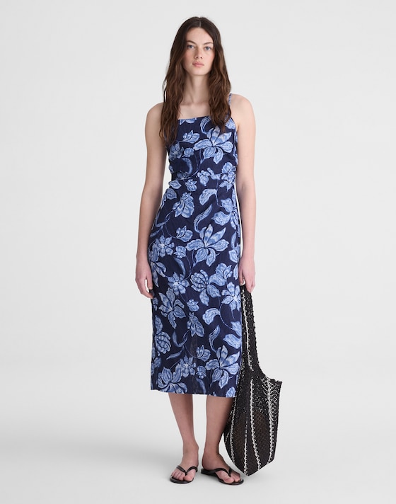 madewell midi dress Women's Empire-Waist in 100% Linen - Size L Coming in a playful bandana print Women's The Rylee Midi Dress