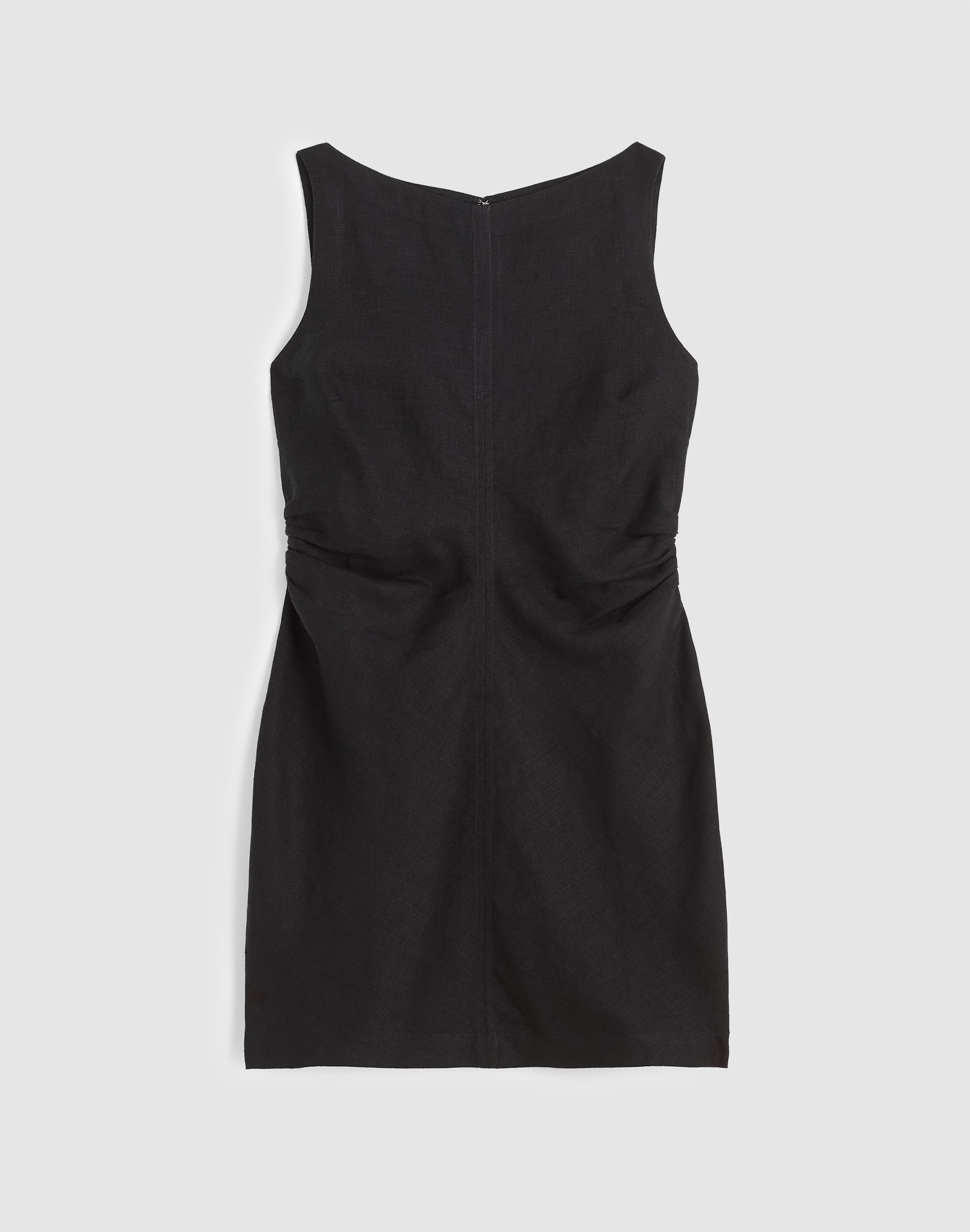 Boatneck Shirred Mini Dress in 100% Linen