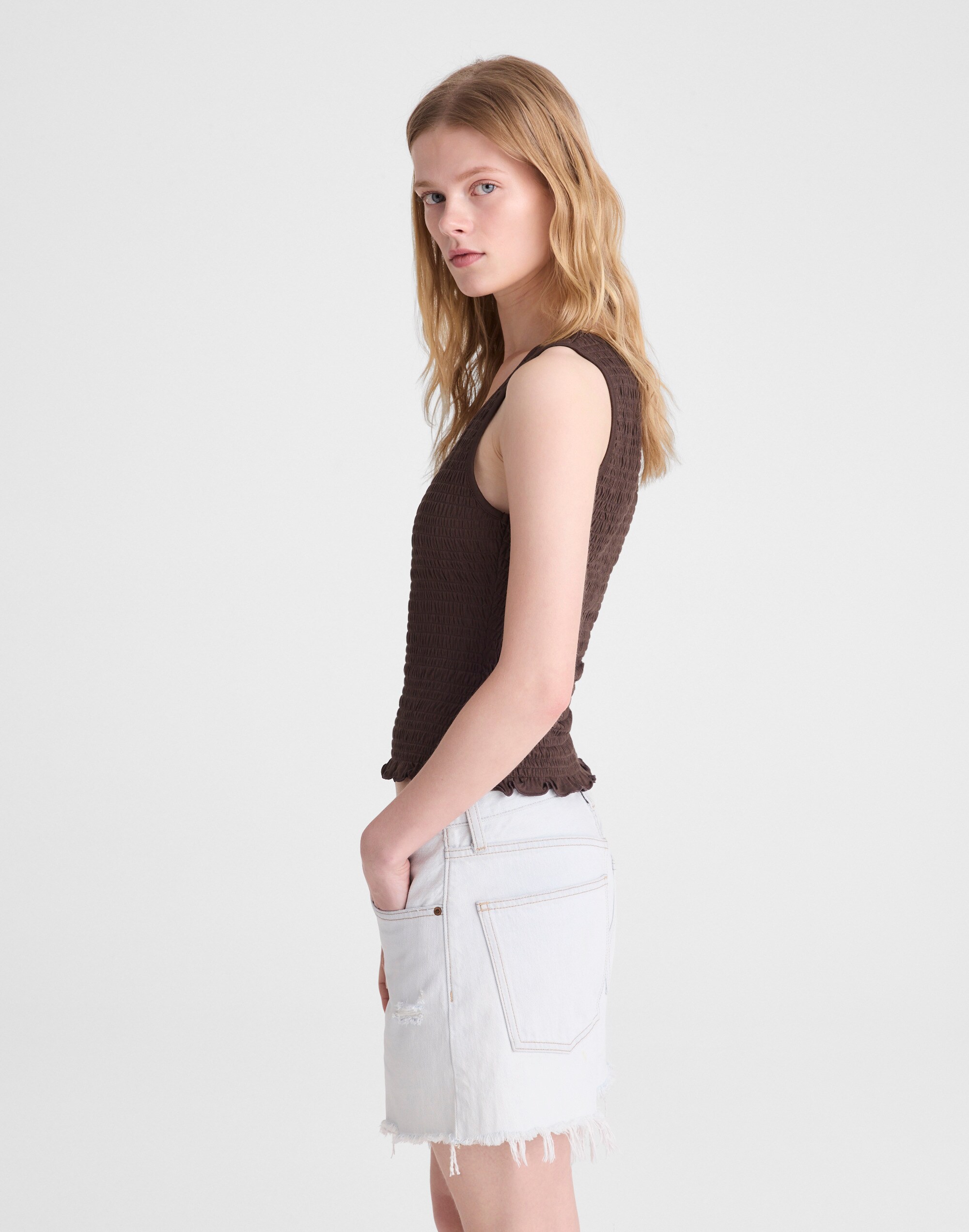 Smocked Scoopneck Tank