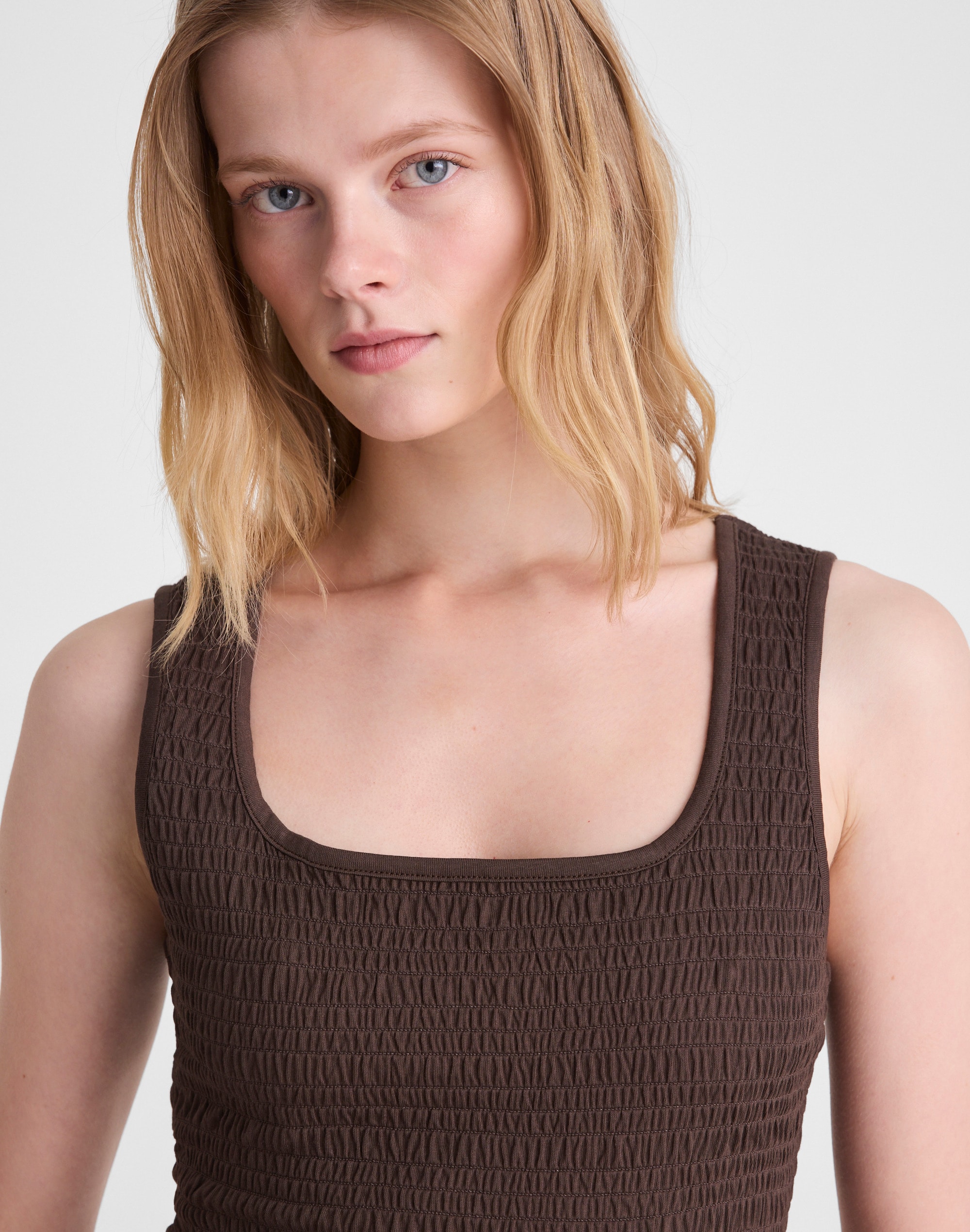 Smocked Scoopneck Tank
