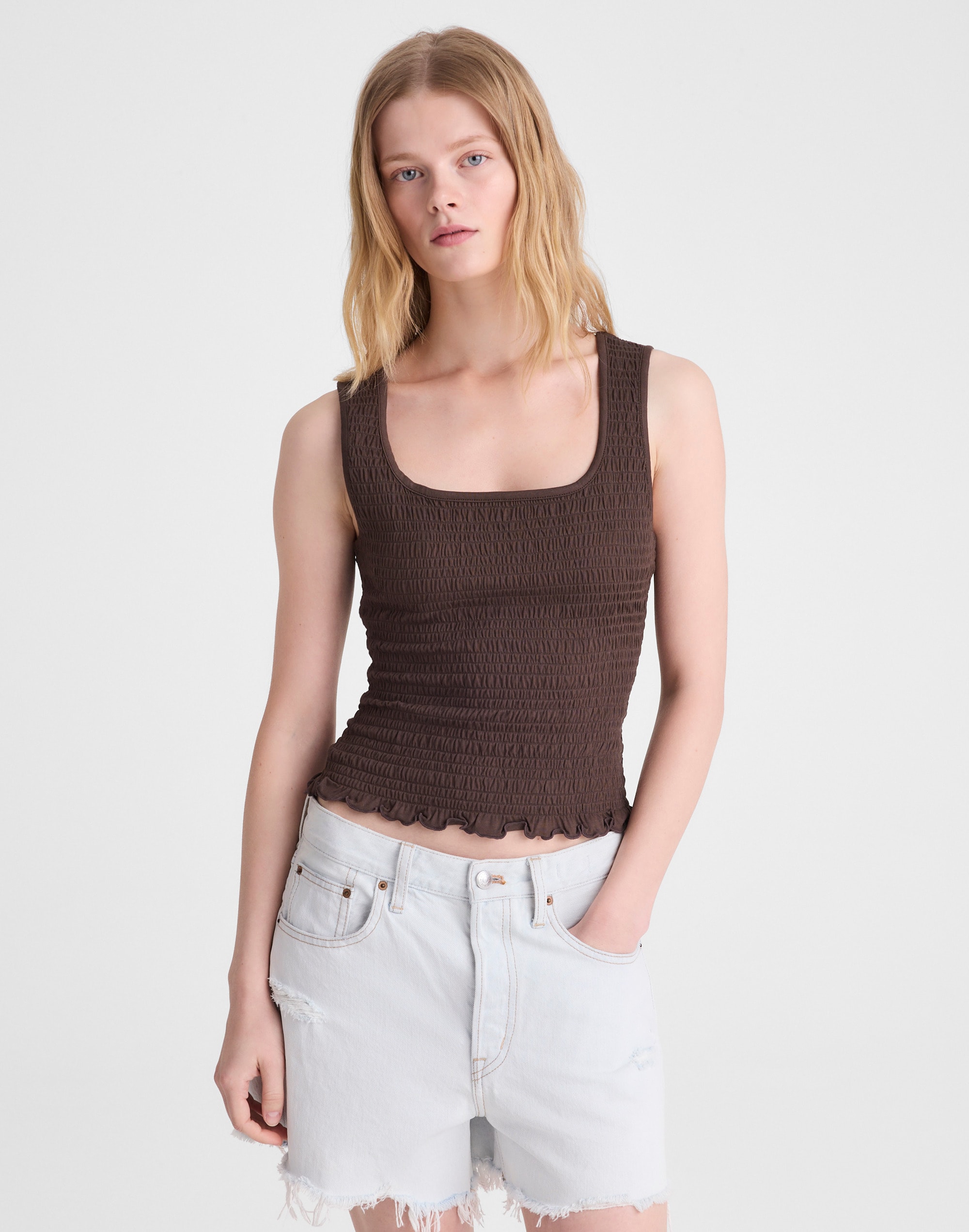 Smocked Scoopneck Tank