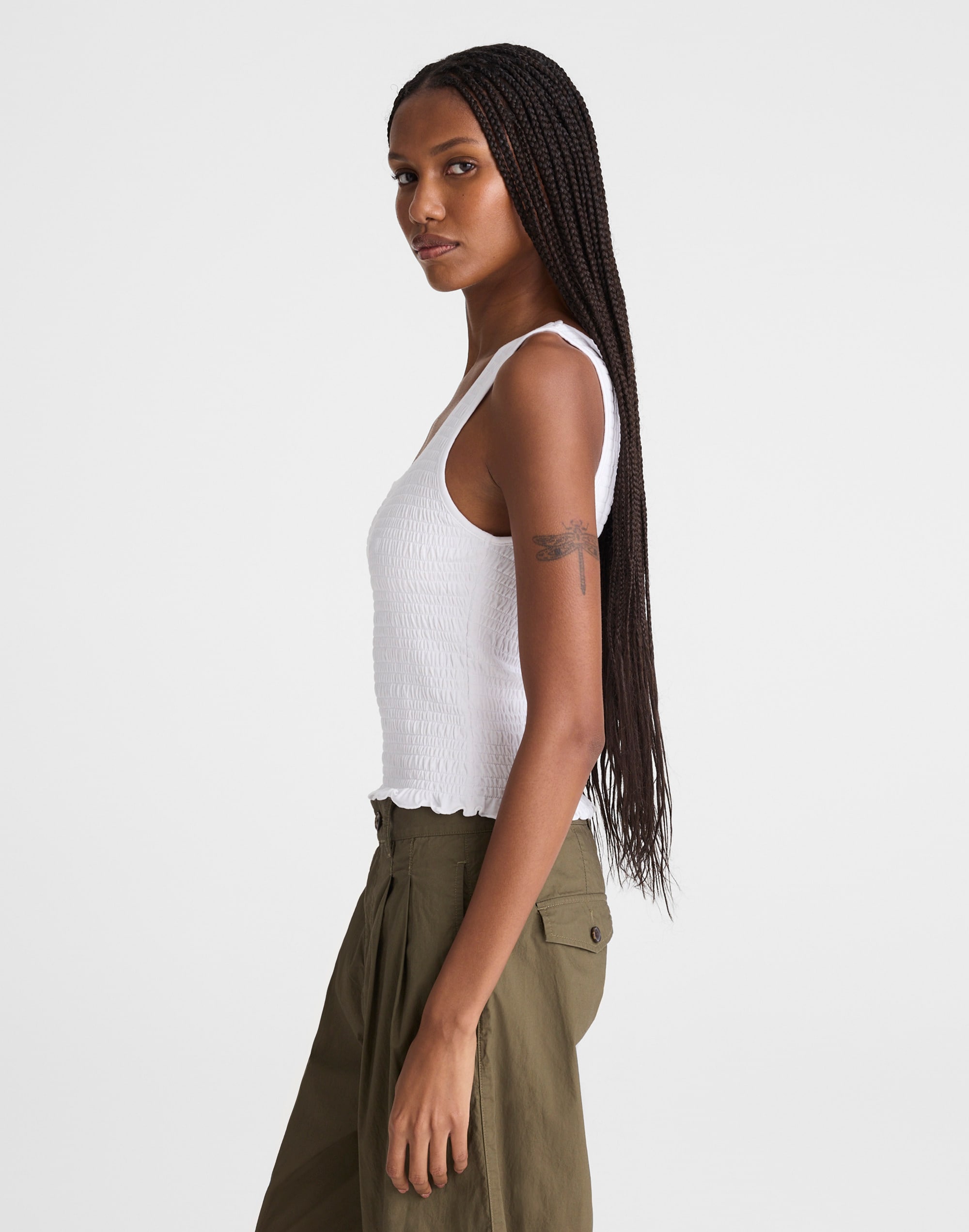 Smocked Scoopneck Tank