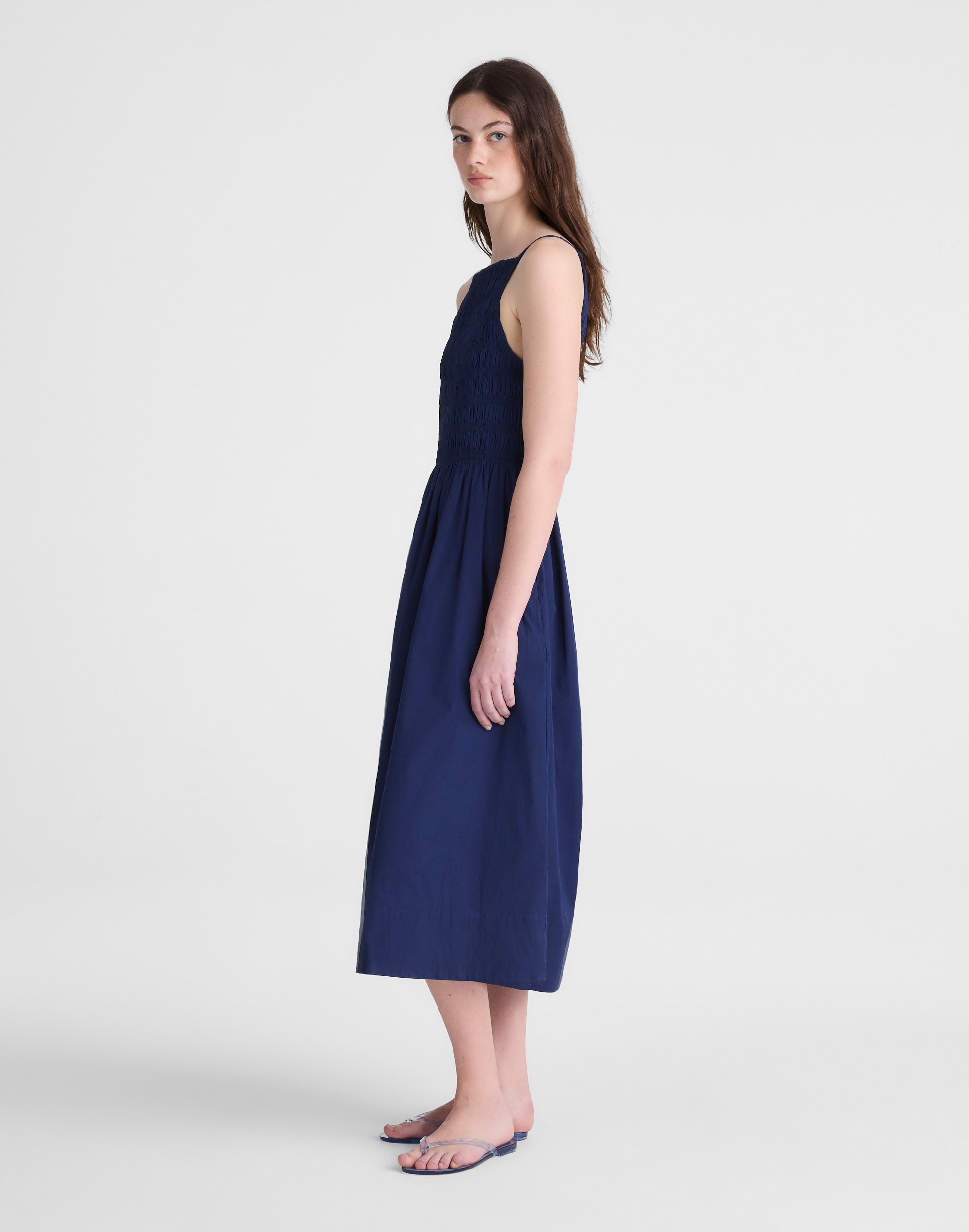 Smocked High-Neck Mini Dress