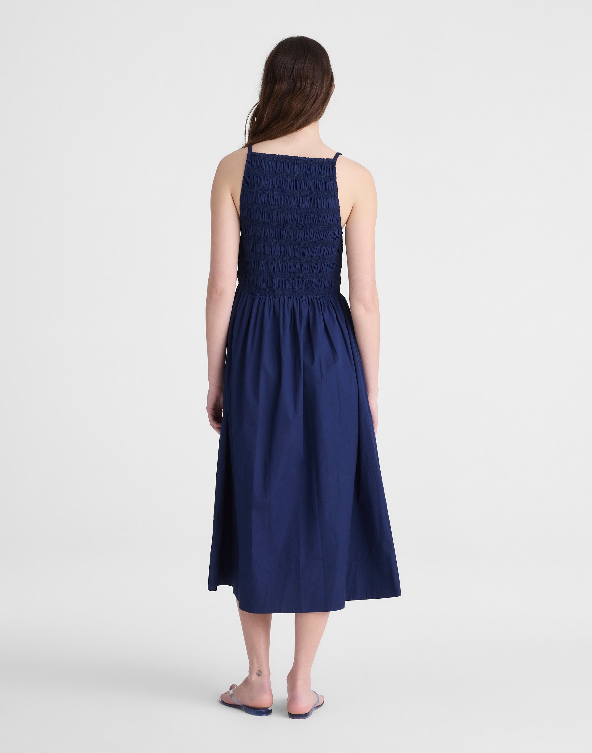 Smocked High-Neck Mini Dress